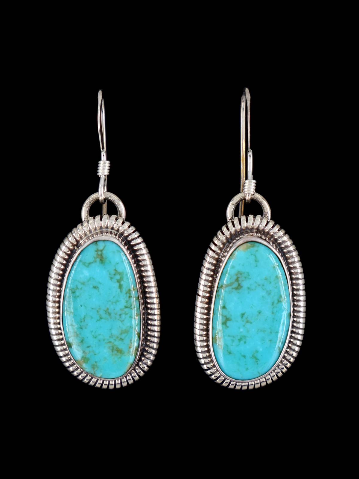 Navajo Turquoise Sterling Silver Dangle Earrings - PuebloDirect.com
