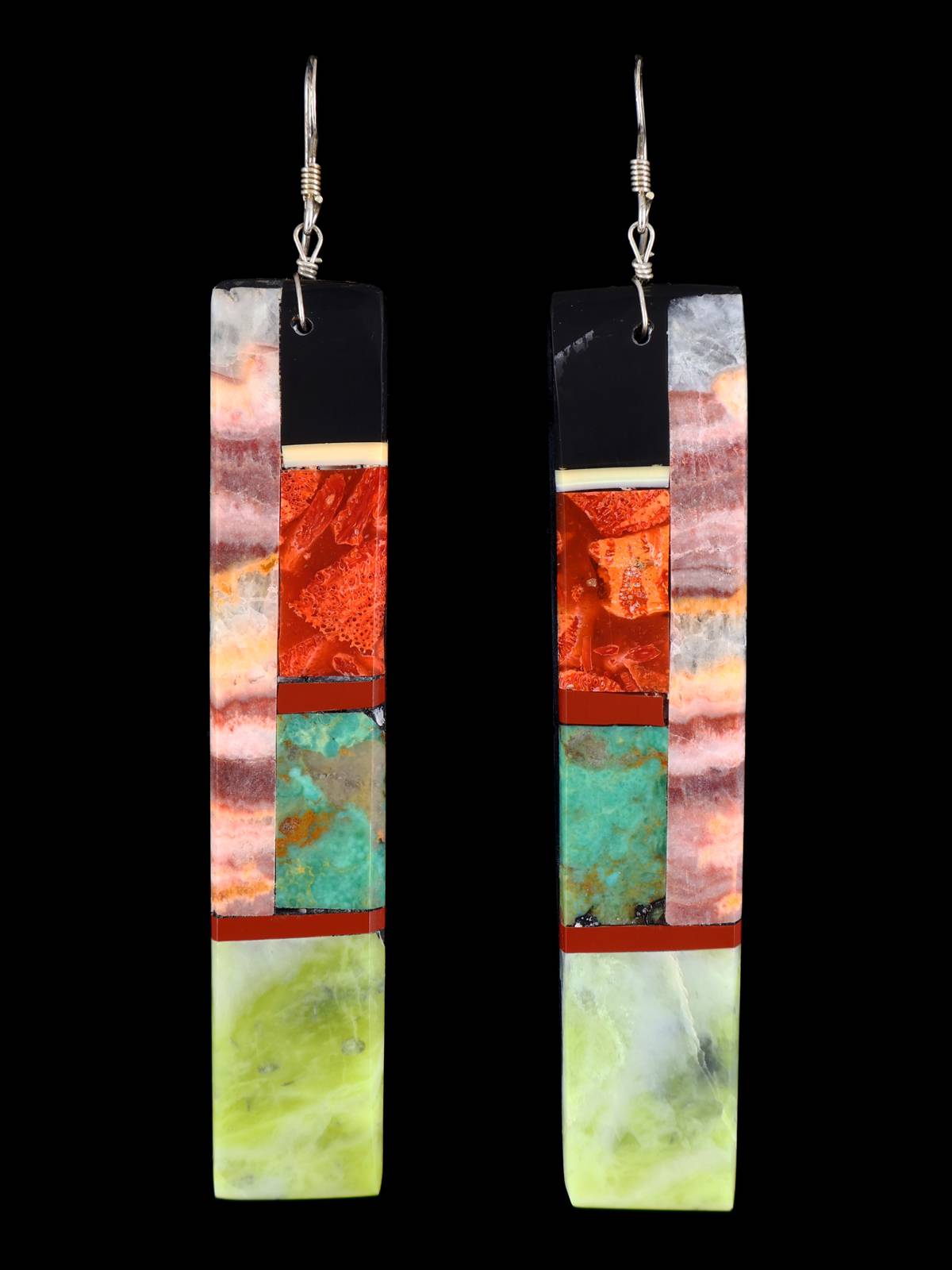 Mosaic Multistone Santo Domingo Dangle Earrings - PuebloDirect.com