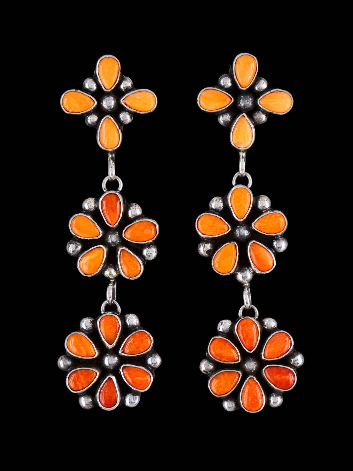 Native American Spiny Oyster Navajo Dangle Post Earrings - PuebloDirect.com
