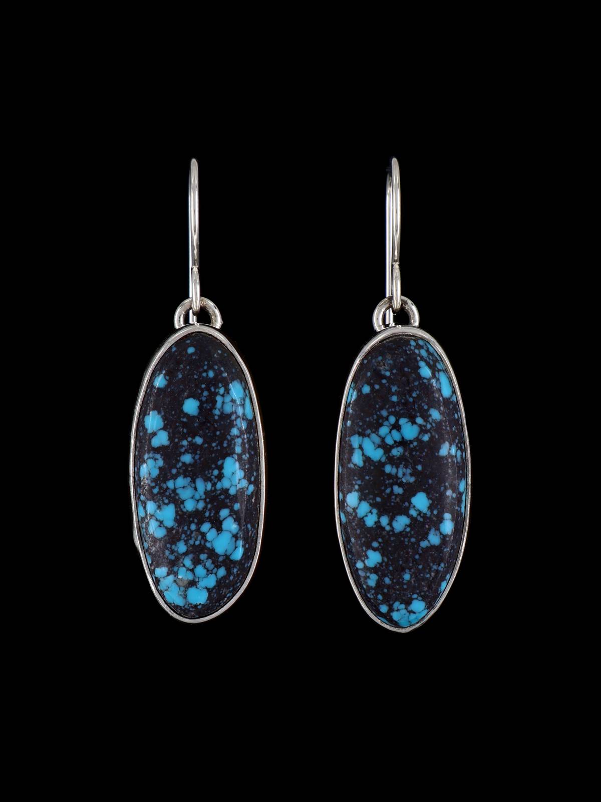 Navajo Cloud Mountain Turquoise Sterling Silver Dangle Earrings - PuebloDirect.com