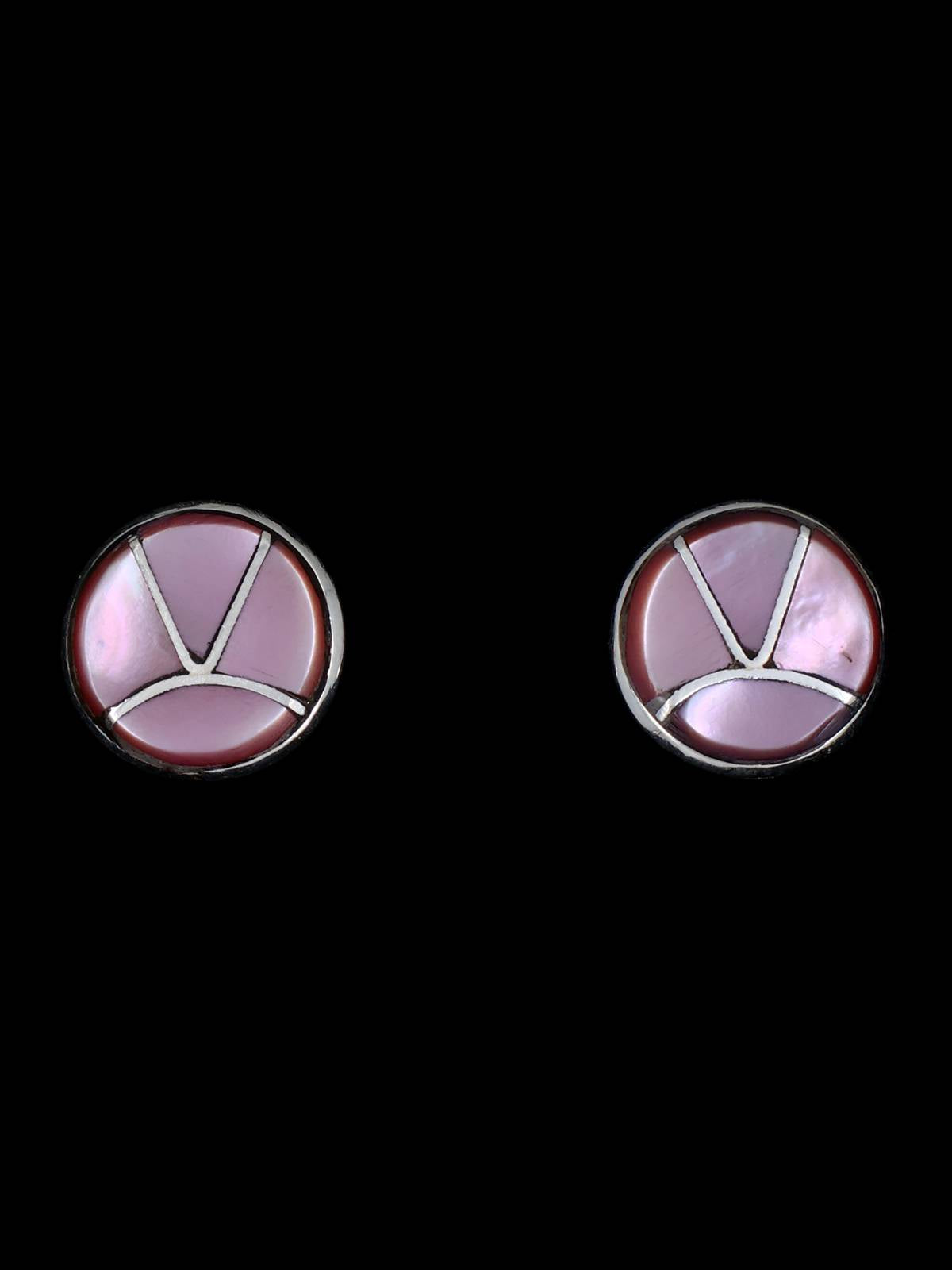 Zuni Sterling Silver Pink Shell Post Fish Scale Earrings