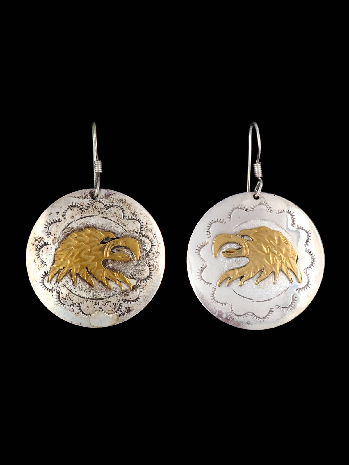 Estate Native American Sterling Silver Eagle Dangle Earrings - PuebloDirect.com
