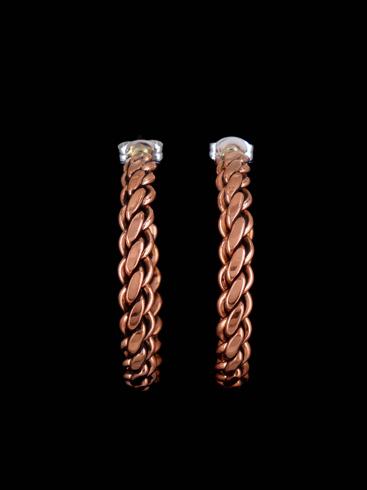 Navajo Copper Rope Half Hoop Post Earrings - PuebloDirect.com