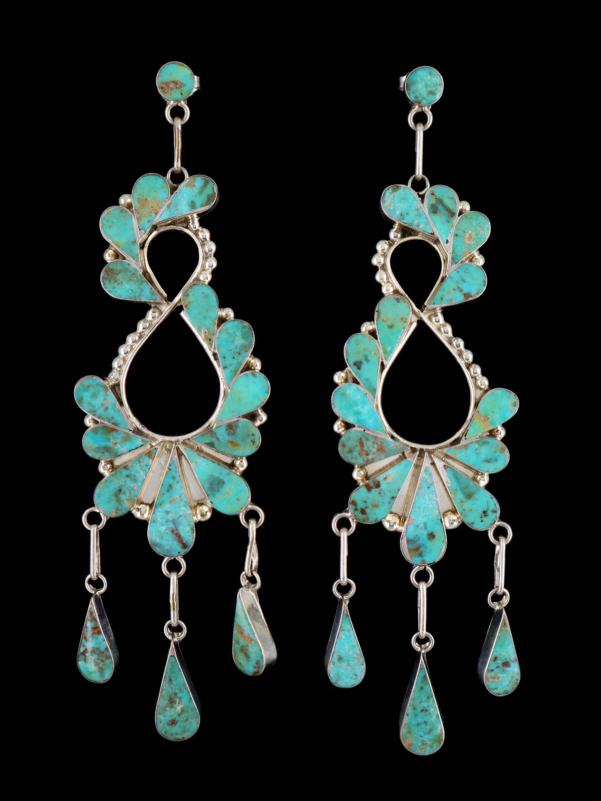 Native American Jewelry Turquoise Zuni Post Earrings - PuebloDirect.com