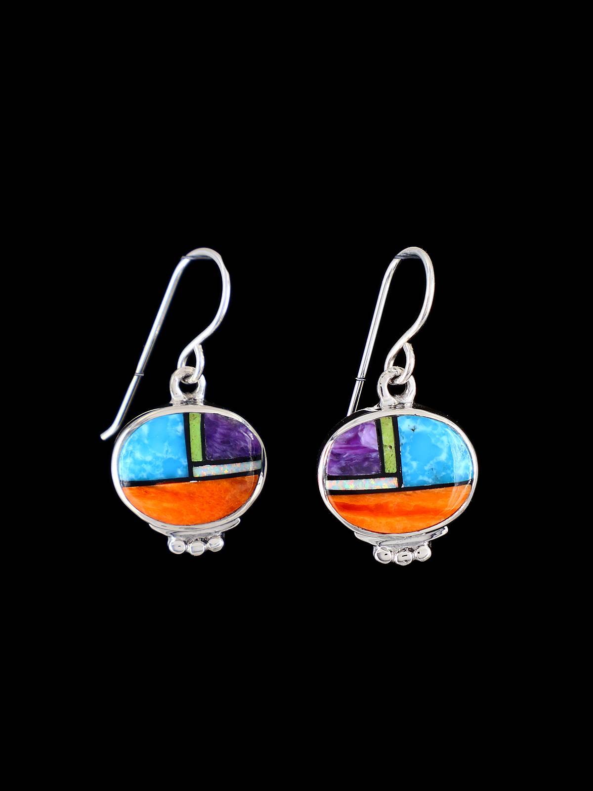 Boucles d'oreilles incrustées de pavés en argent sterling turquoise