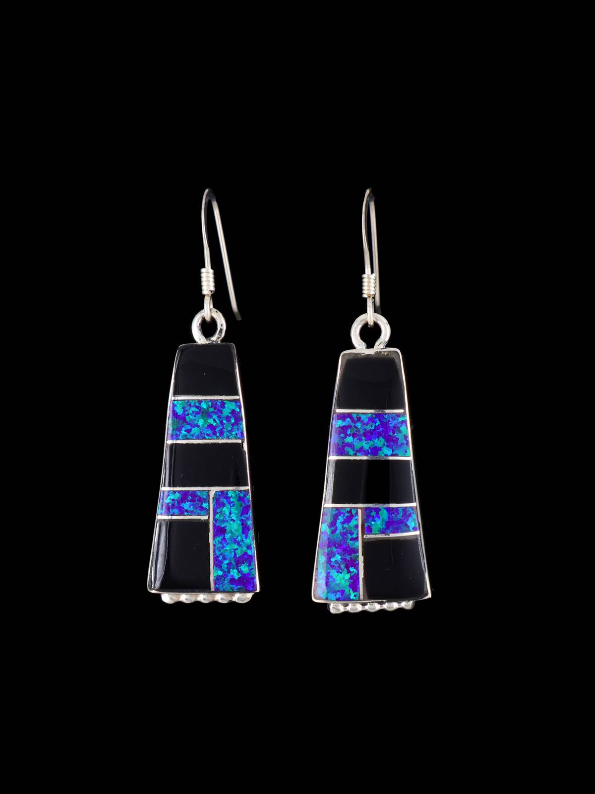 Boucles d'oreilles amérindiennes en argent sterling avec incrustation de mosaïque