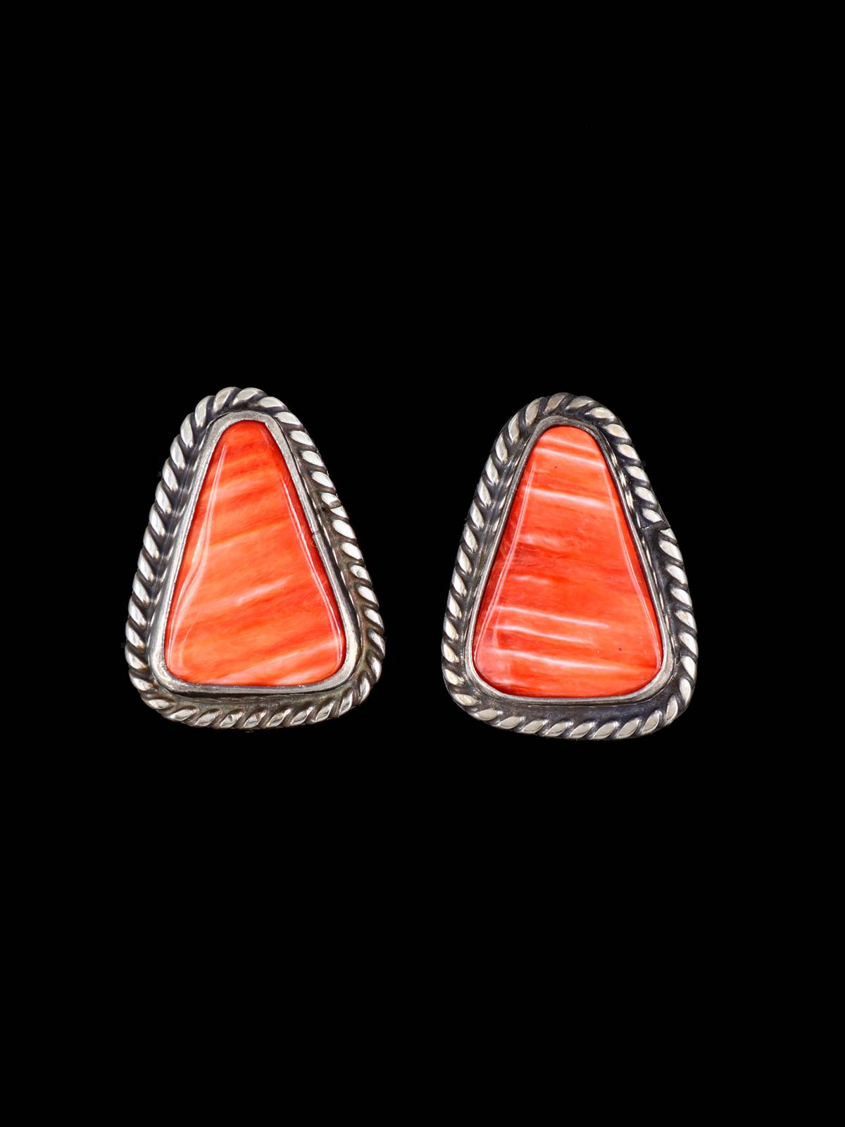 Navajo Spiny Oyster Sterling Silver Post Earrings