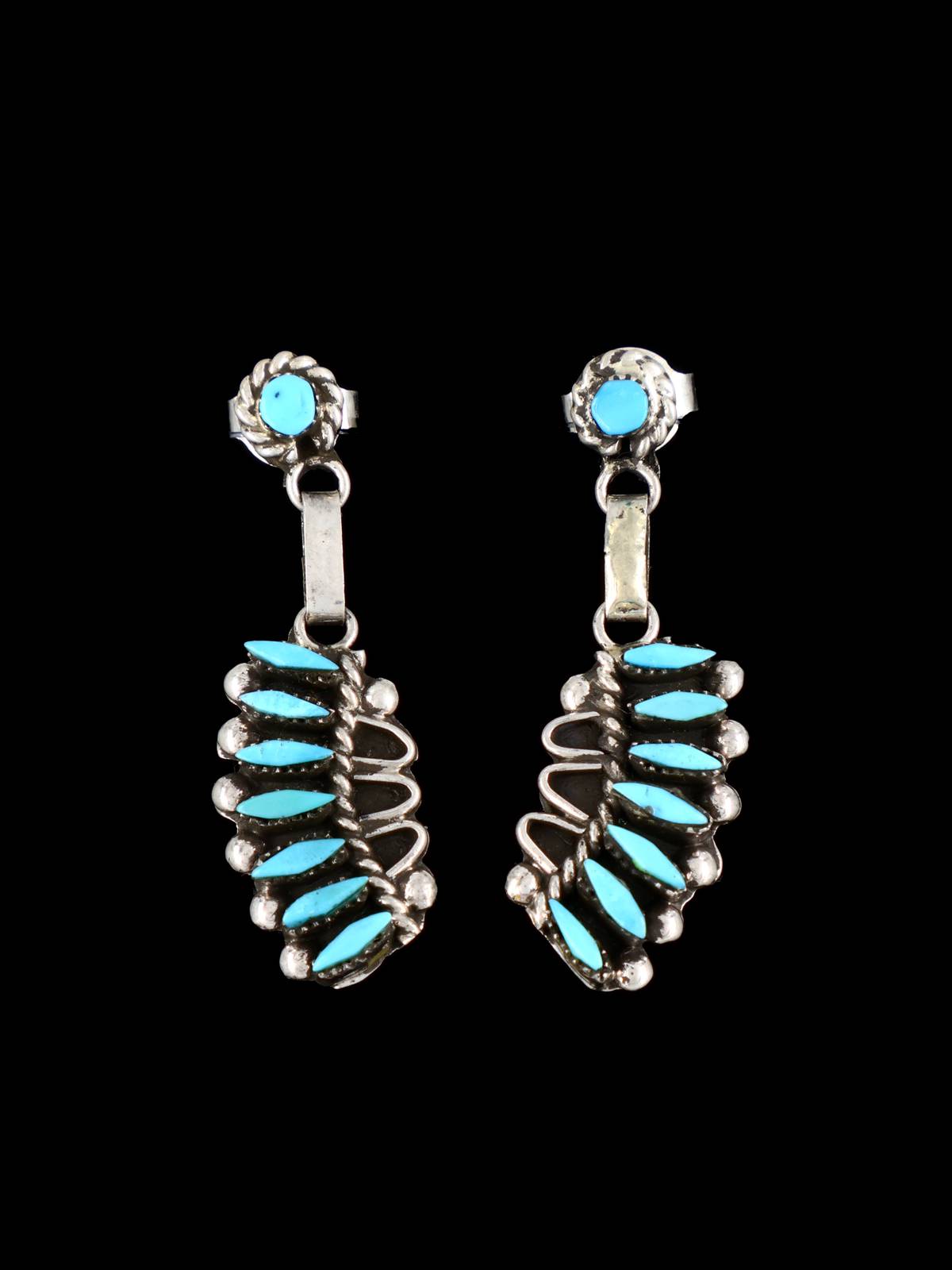 Boucles d’oreilles amérindiennes Turquoise et Corail Zuni