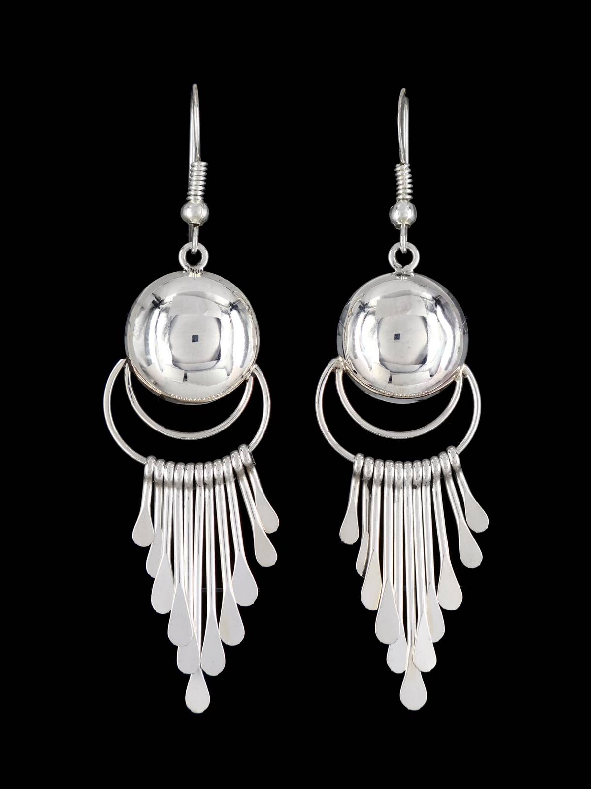 Navajo Sterling Silver Waterfall Dangle Earrings - PuebloDirect.com