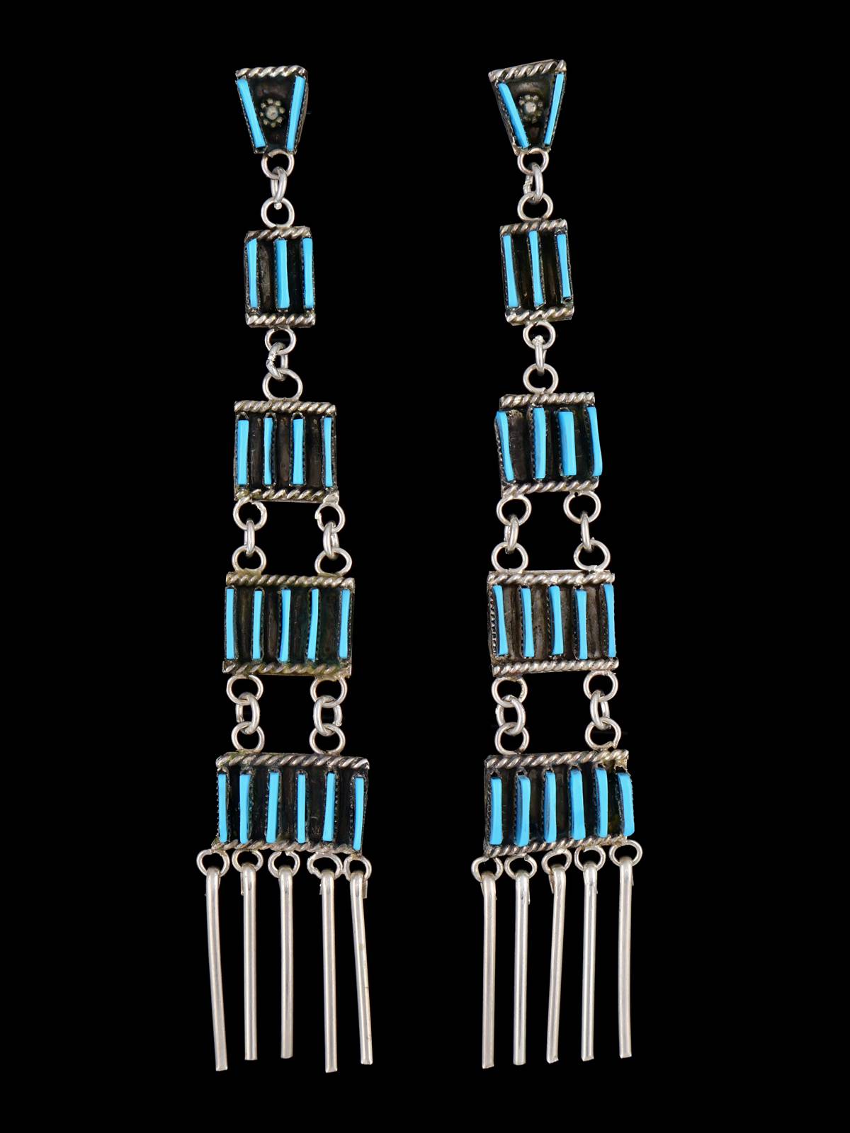 Zuni Inlay Jewelry Turquoise Post Earrings