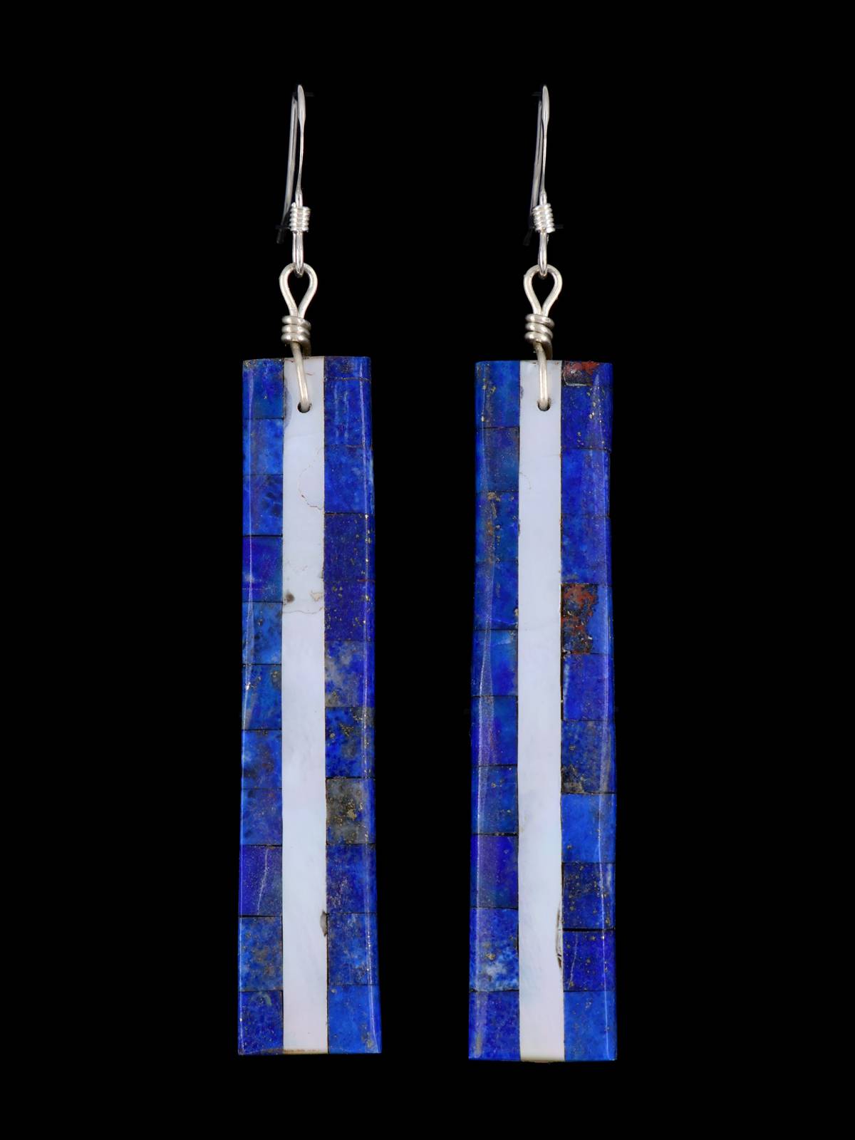 Santo Domingo Lapis and Mother of Pearl Dangle Earrings