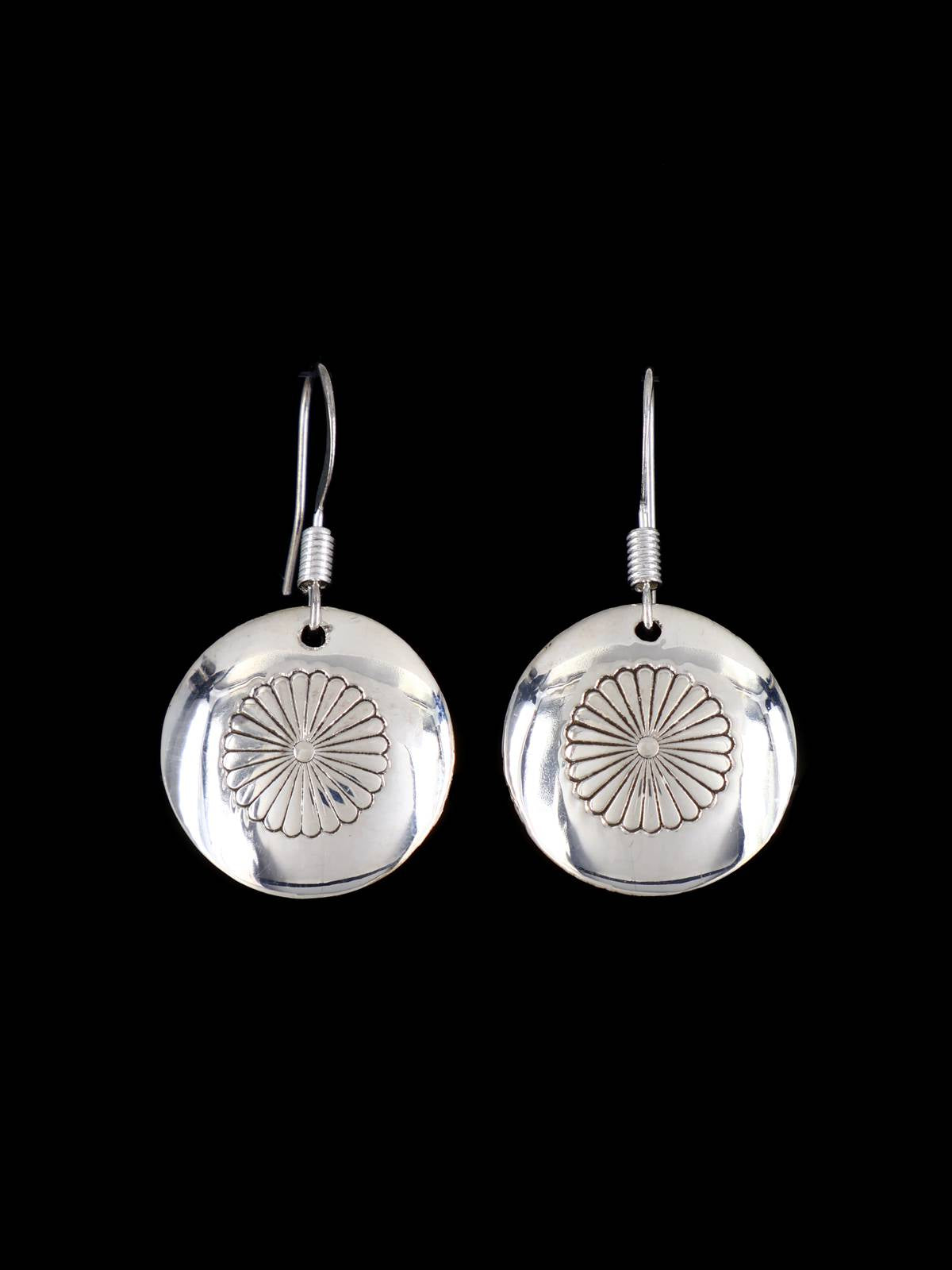 Navajo Sterling Silver Dangle Disc Earrings