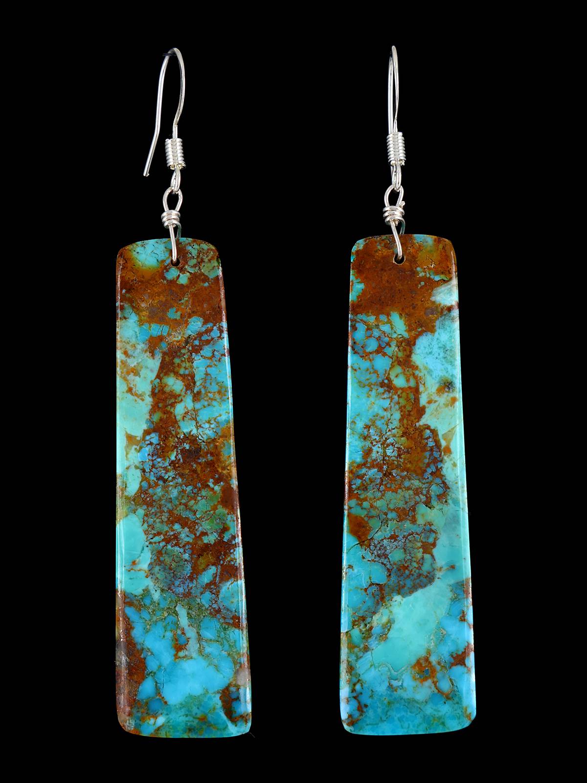 Turquoise Slab Santo Domingo Dangle Earrings