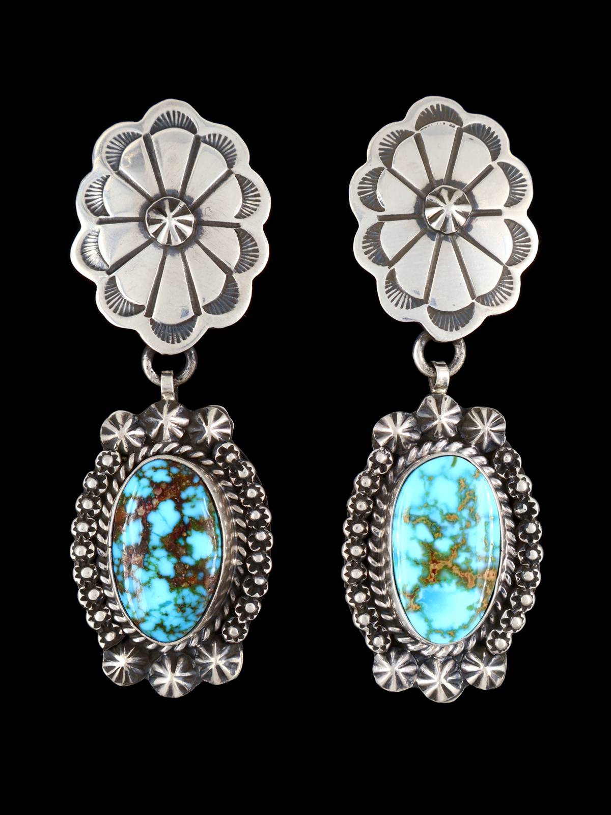Boucles d'oreilles amérindiennes en argent sterling Golden Hill Turquoise Post