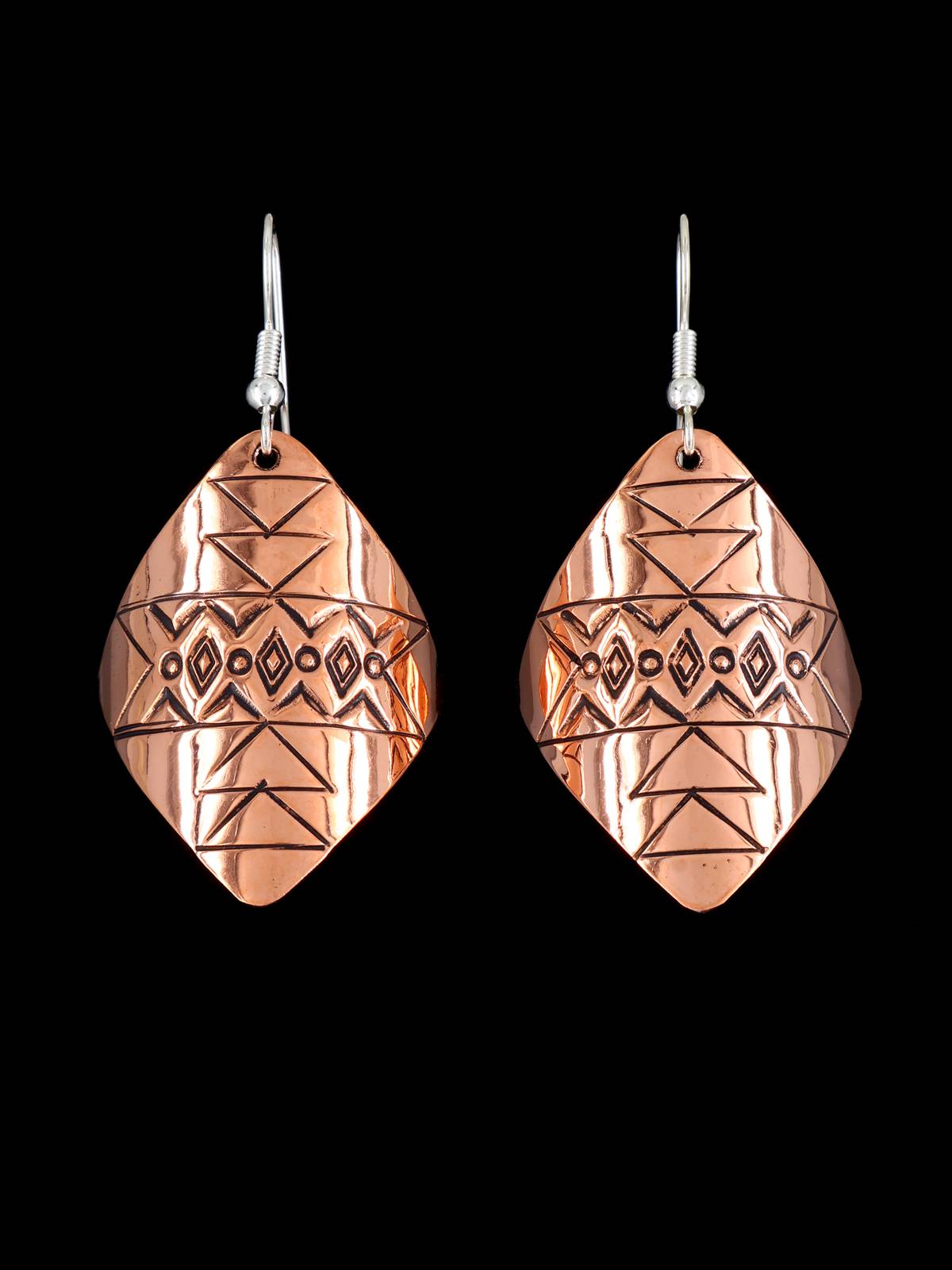 Navajo Stamped Copper Dangle Earrings