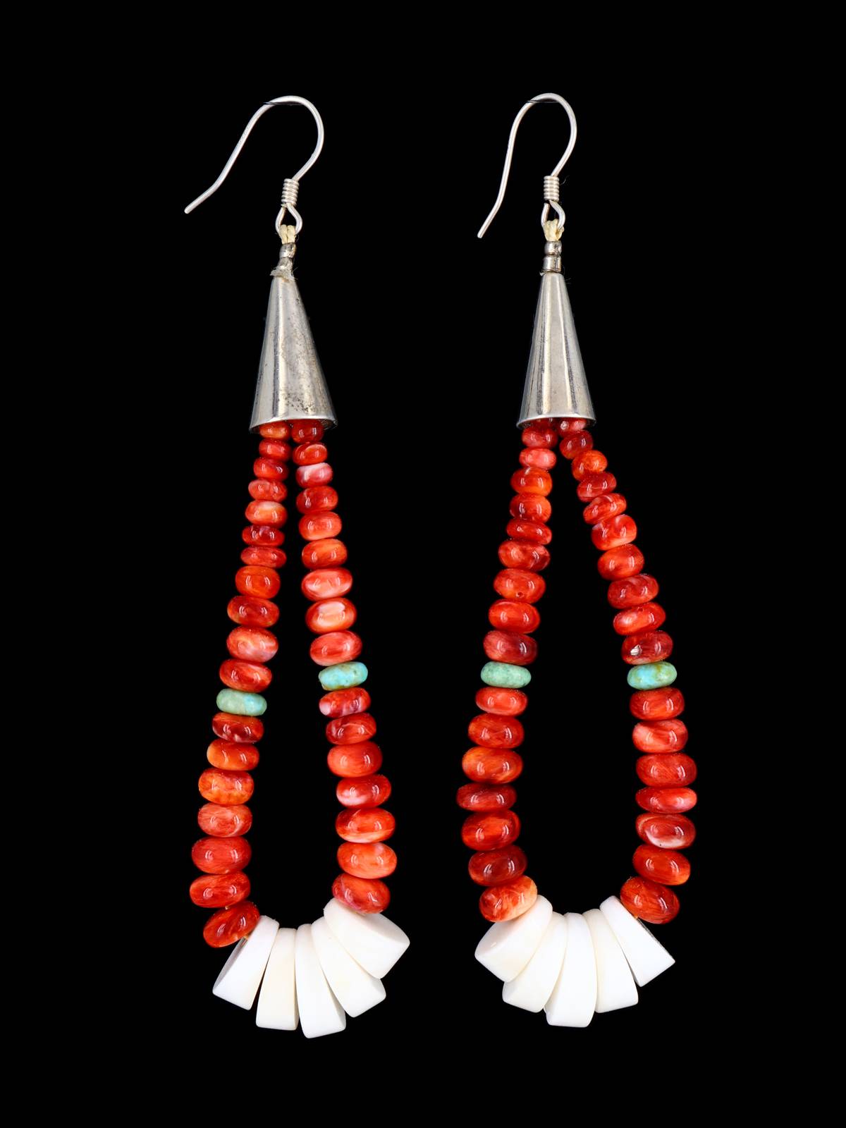 Boucles d’oreilles Navajo Turquoise et Spiny Oyster Dangle