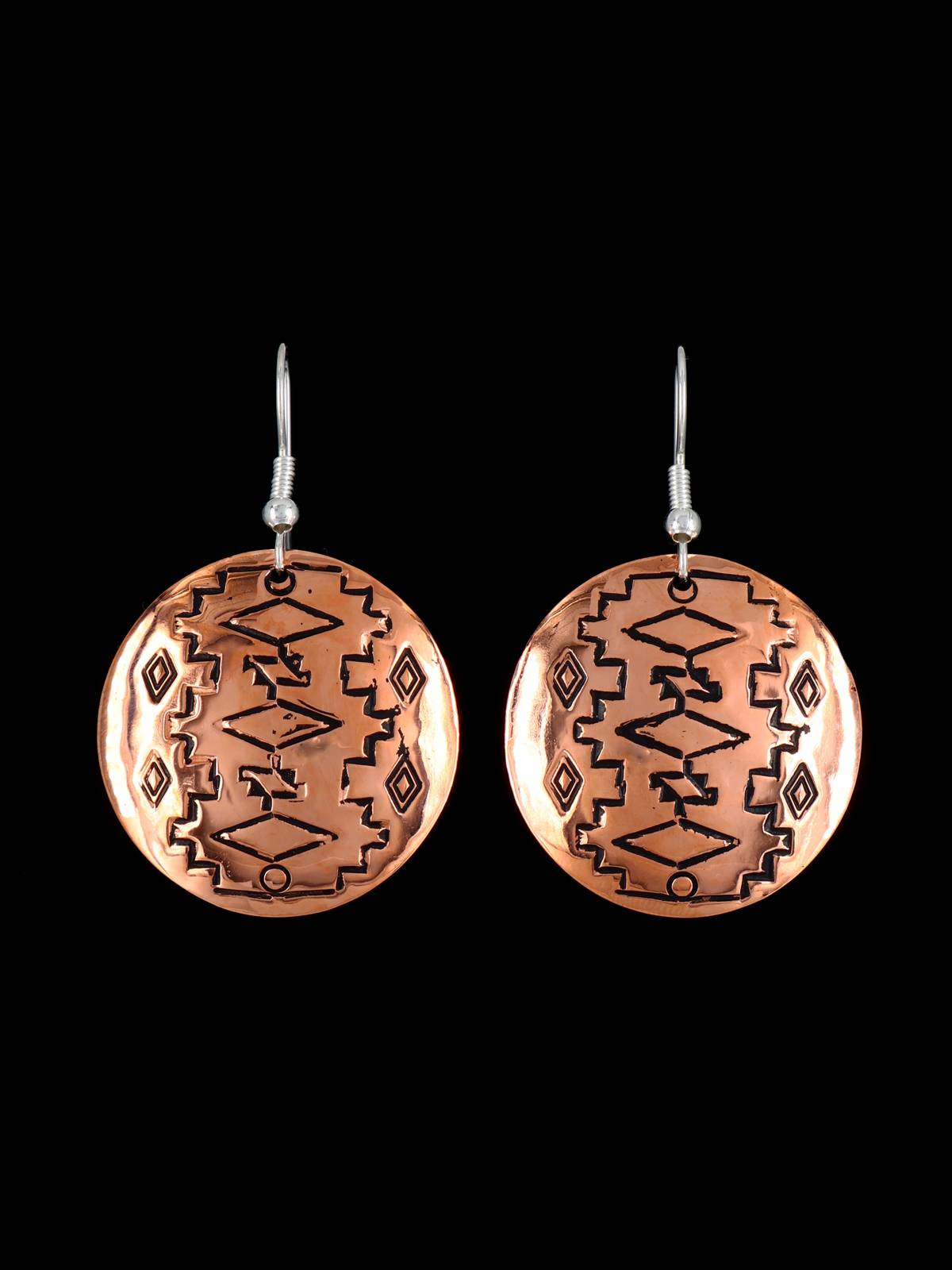 Boucles d’oreilles pendantes en cuivre estampillé Navajo