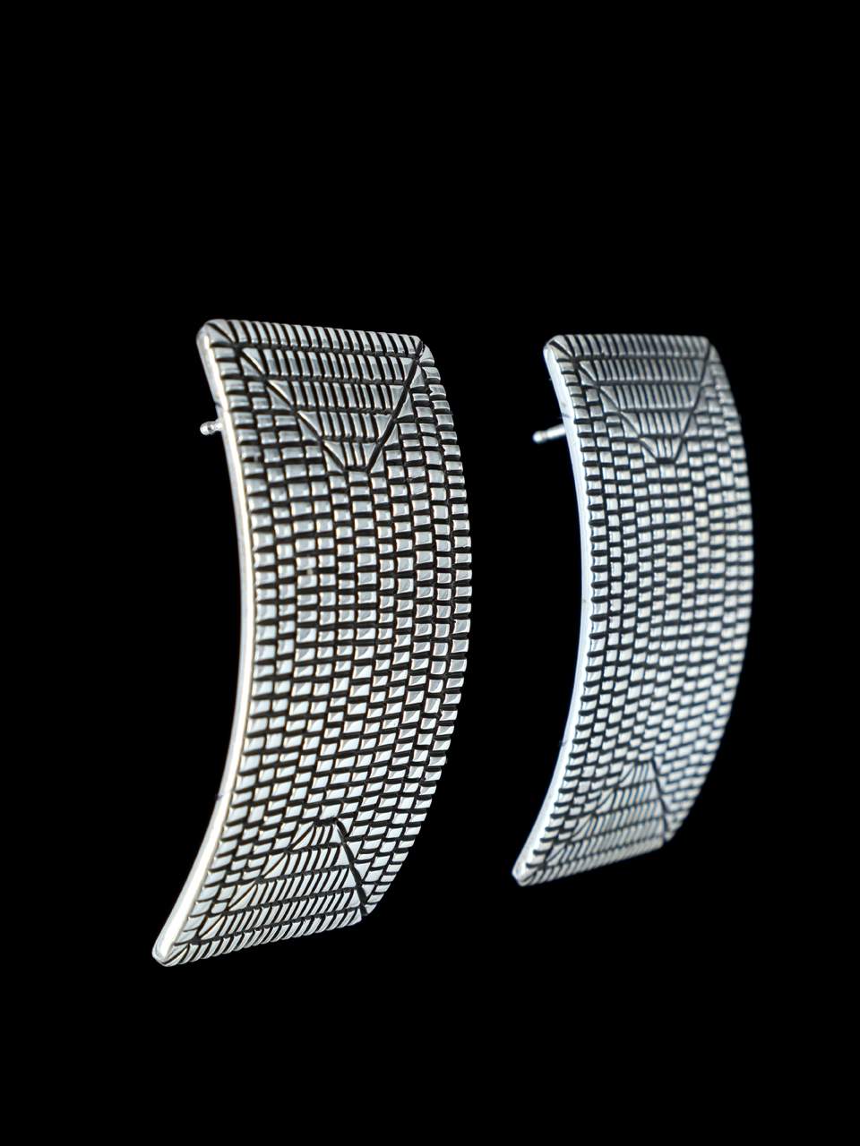 Navajo Jewelry Sterling Stamped Post Earrings - PuebloDirect.com