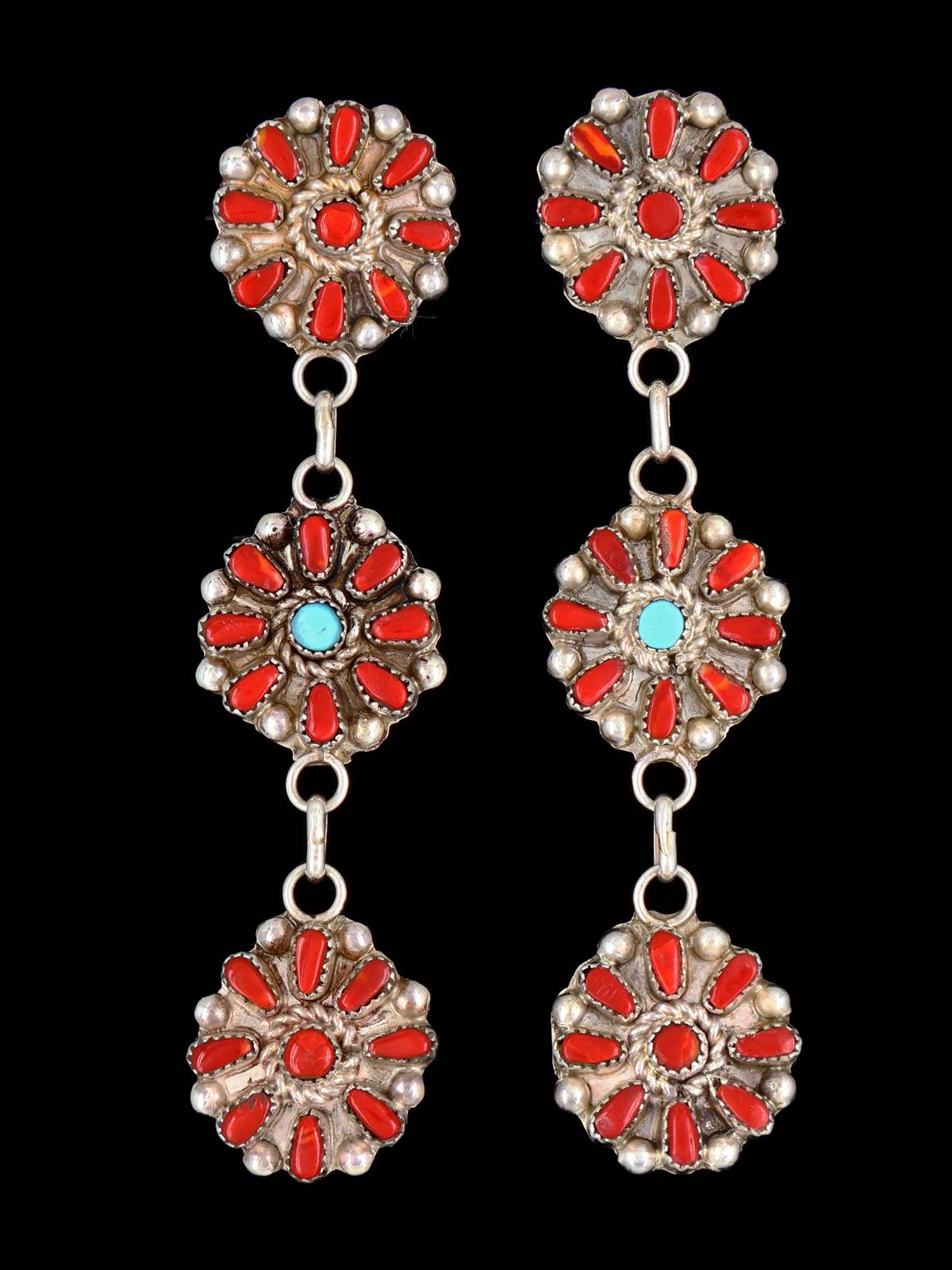 Zuni Jewelry Boucles d'oreilles à tige turquoise