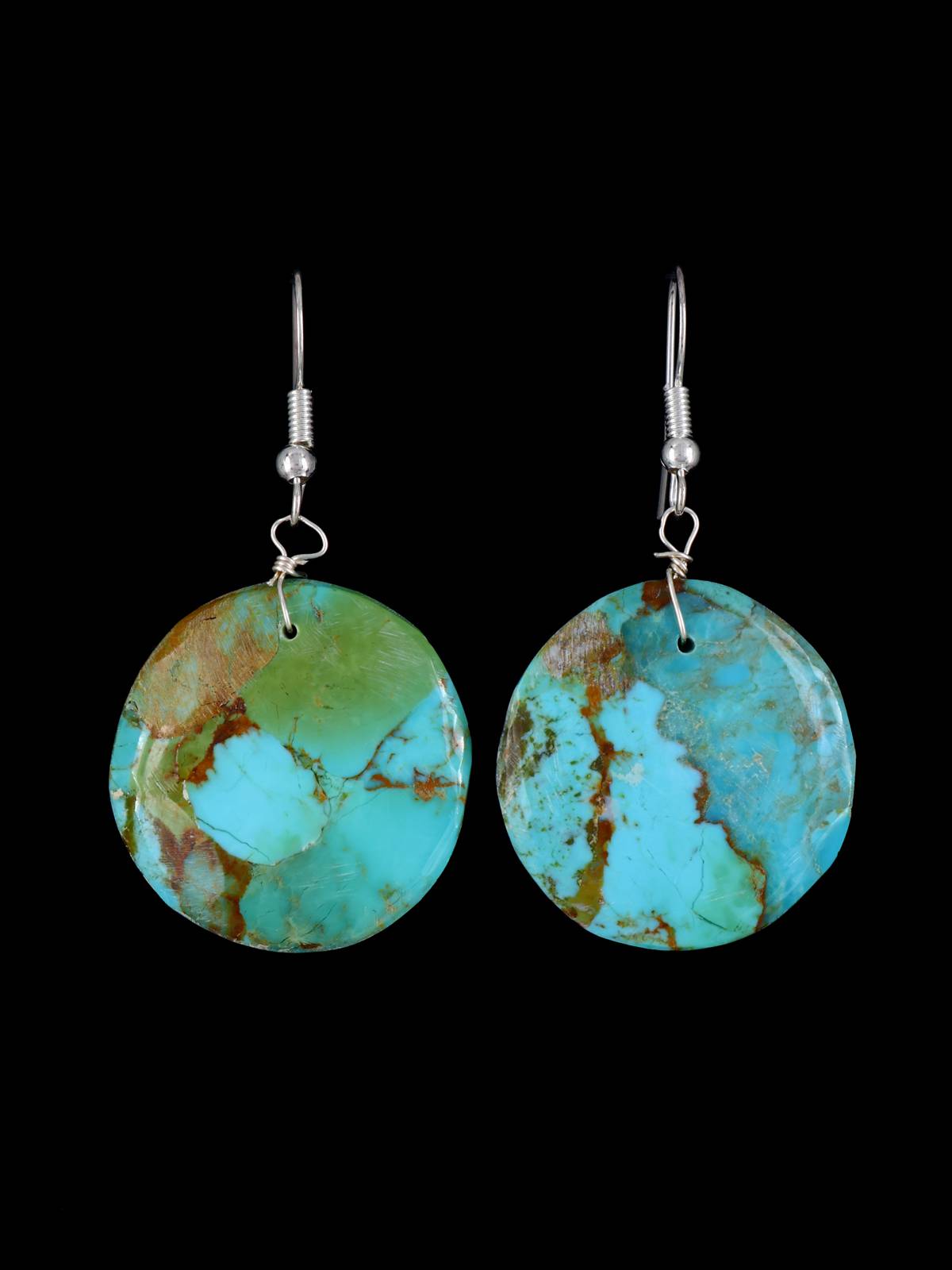 Navajo Turquoise Sterling Silver Dangle Earrings