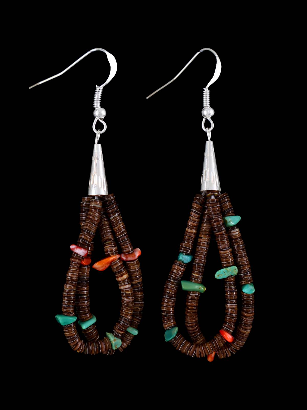 Santo Domingo Turquoise and Shell Heishi Dangle Earrings