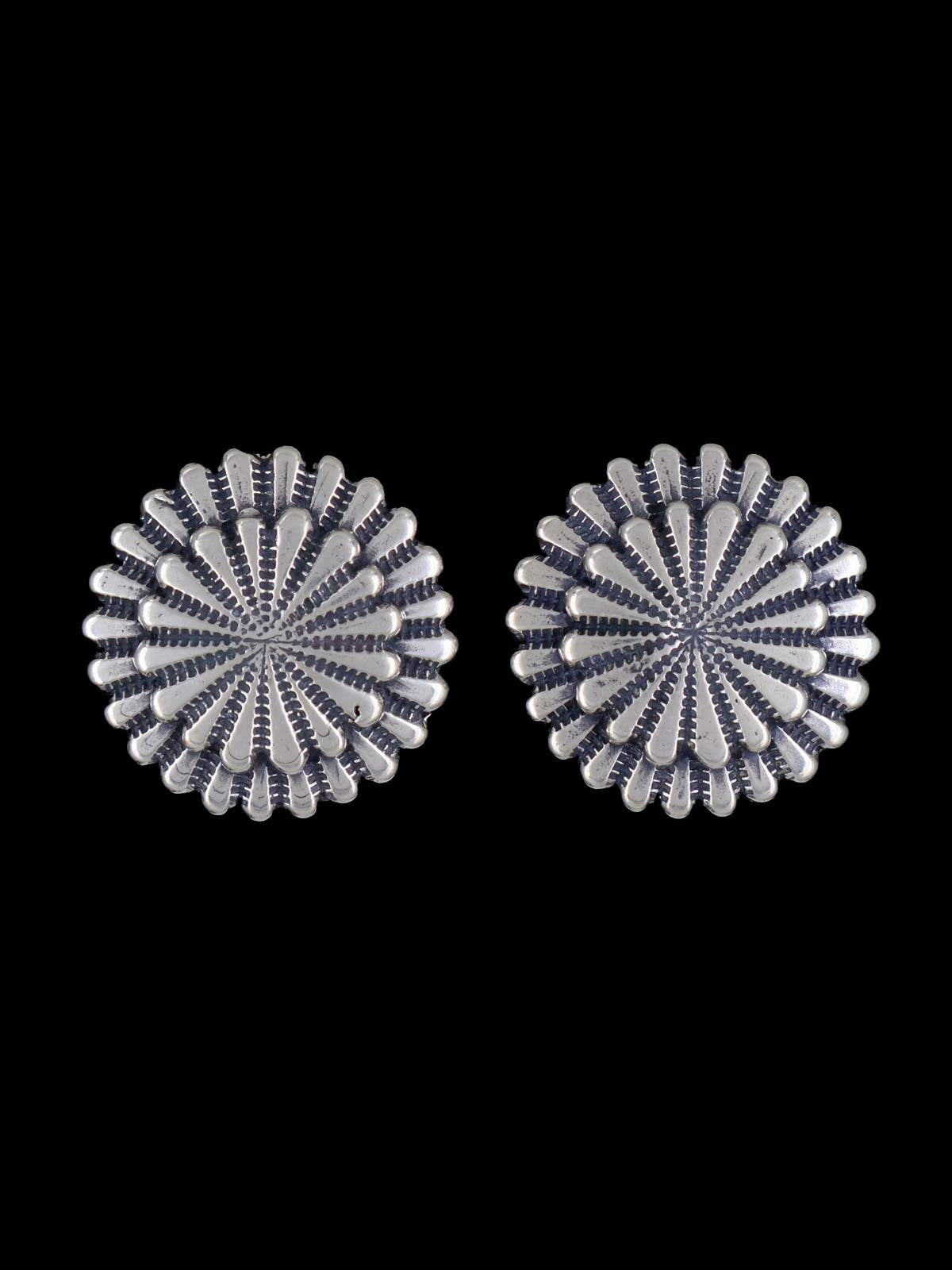 Navajo Sculpted Sterling Silver Post Earrings