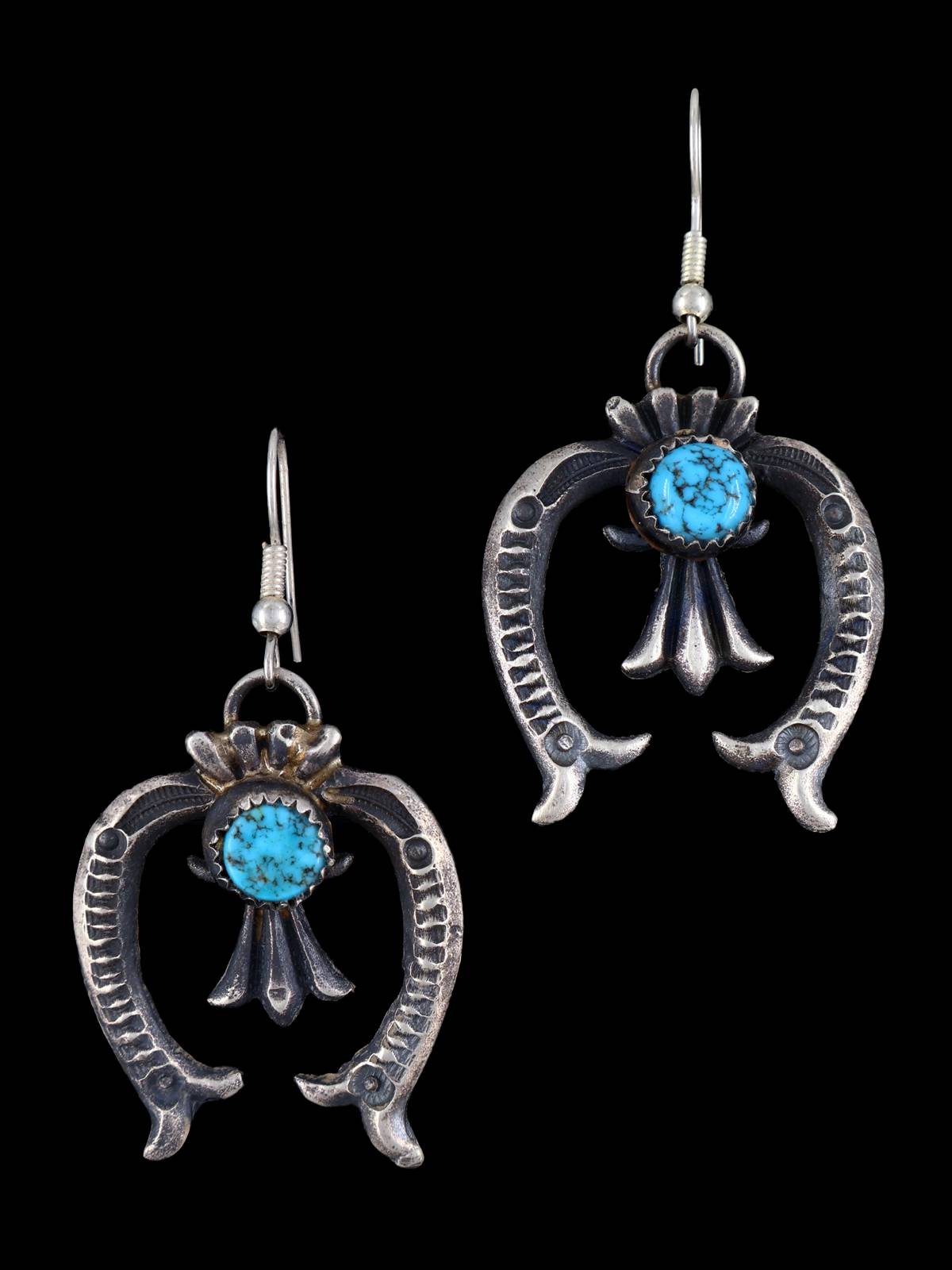 Pendientes colgantes Naja de plata de ley turquesa navajo