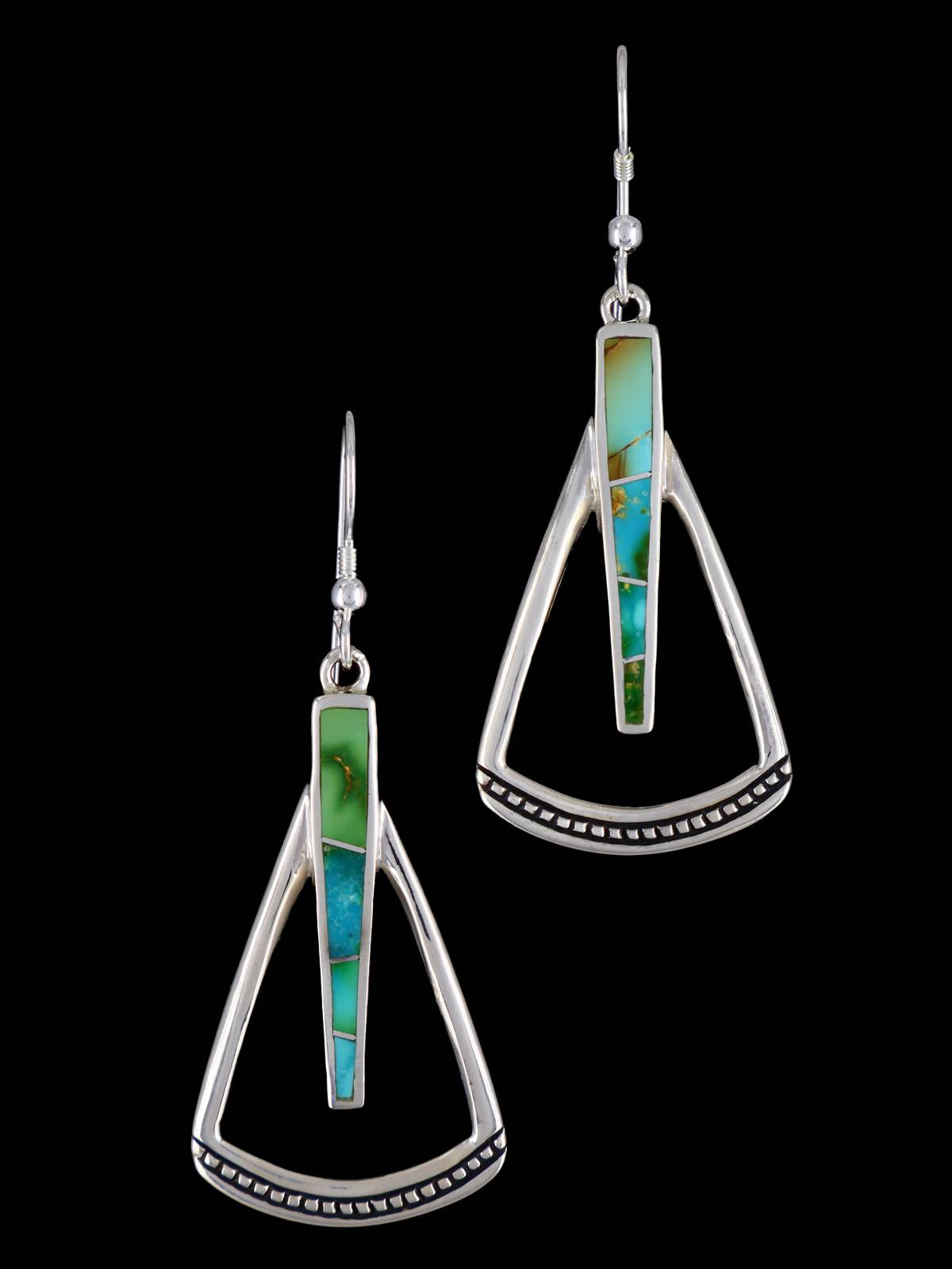 Boucles d'oreilles incrustées de pavés en argent sterling turquoise