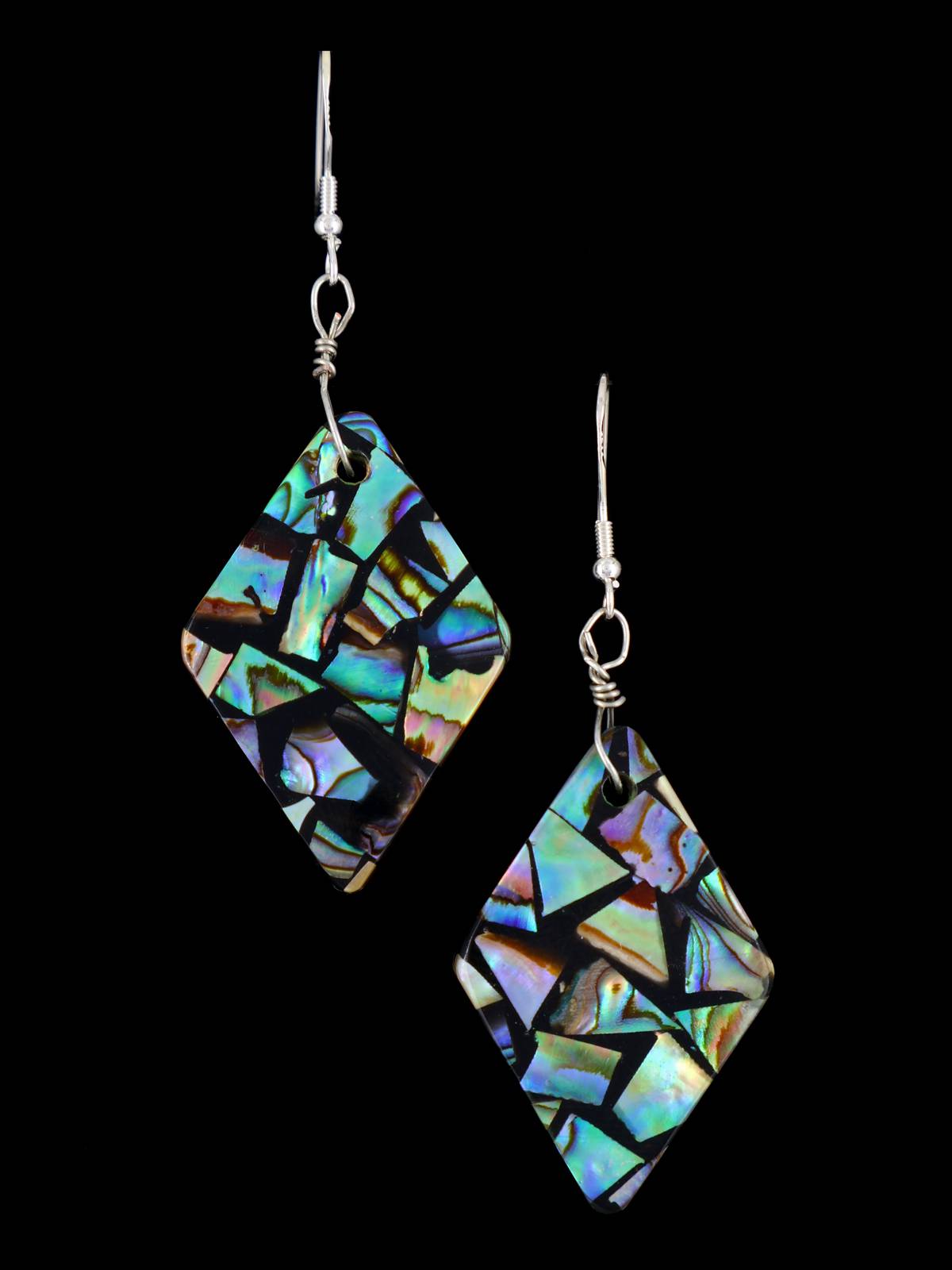 Santo Domingo Abalone Mosaic Inlay Dangle Earrings