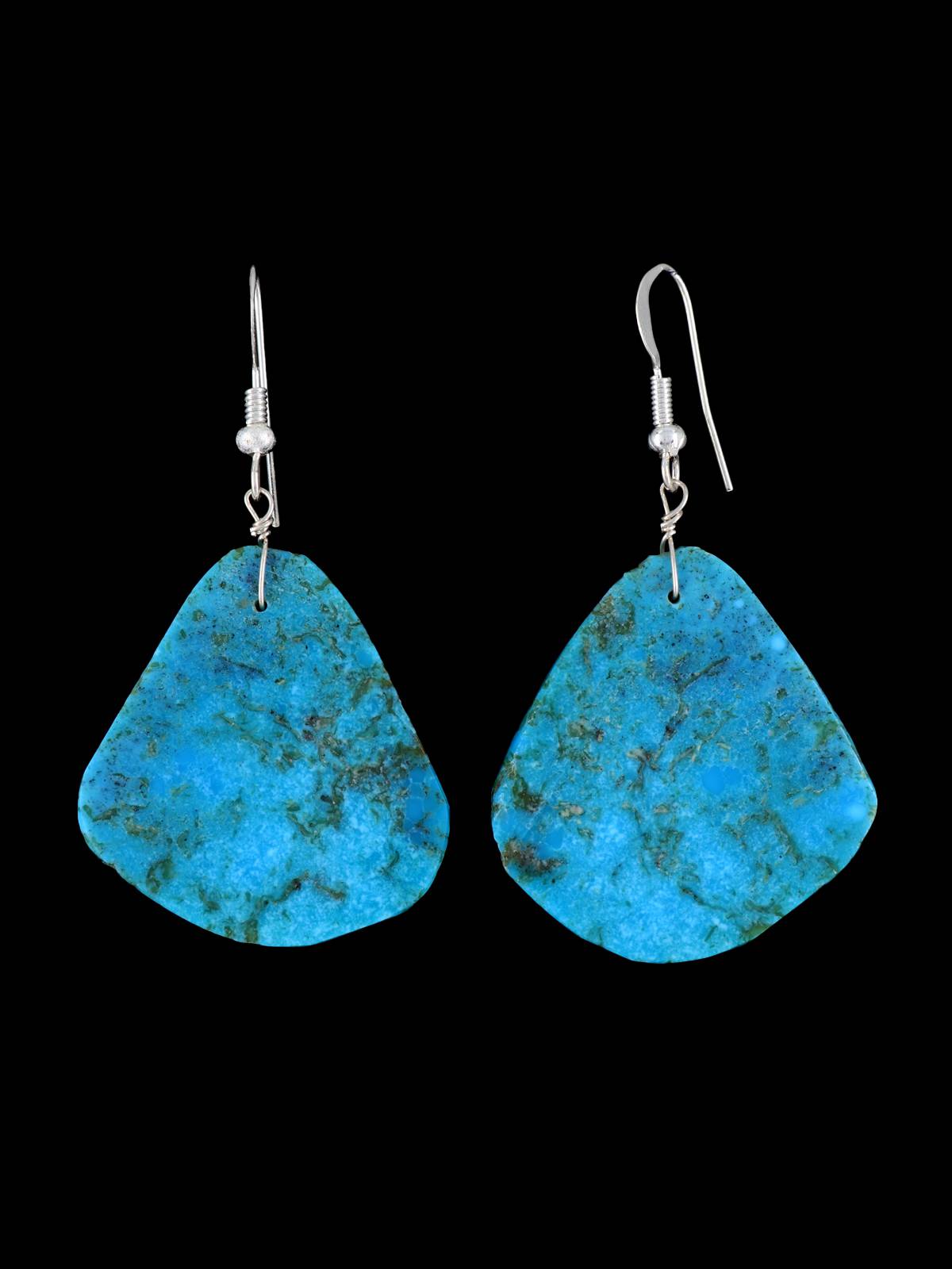 Navajo Turquoise Slab Dangle Earrings