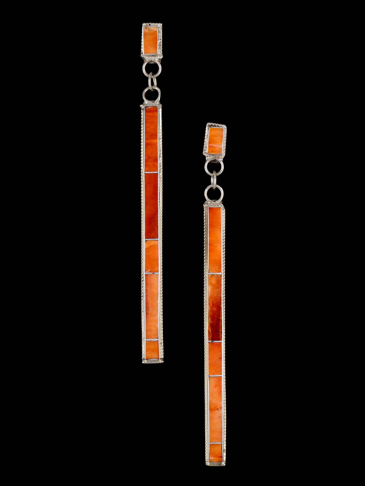 Native American Spiny Oyster Inlay Post Earrings