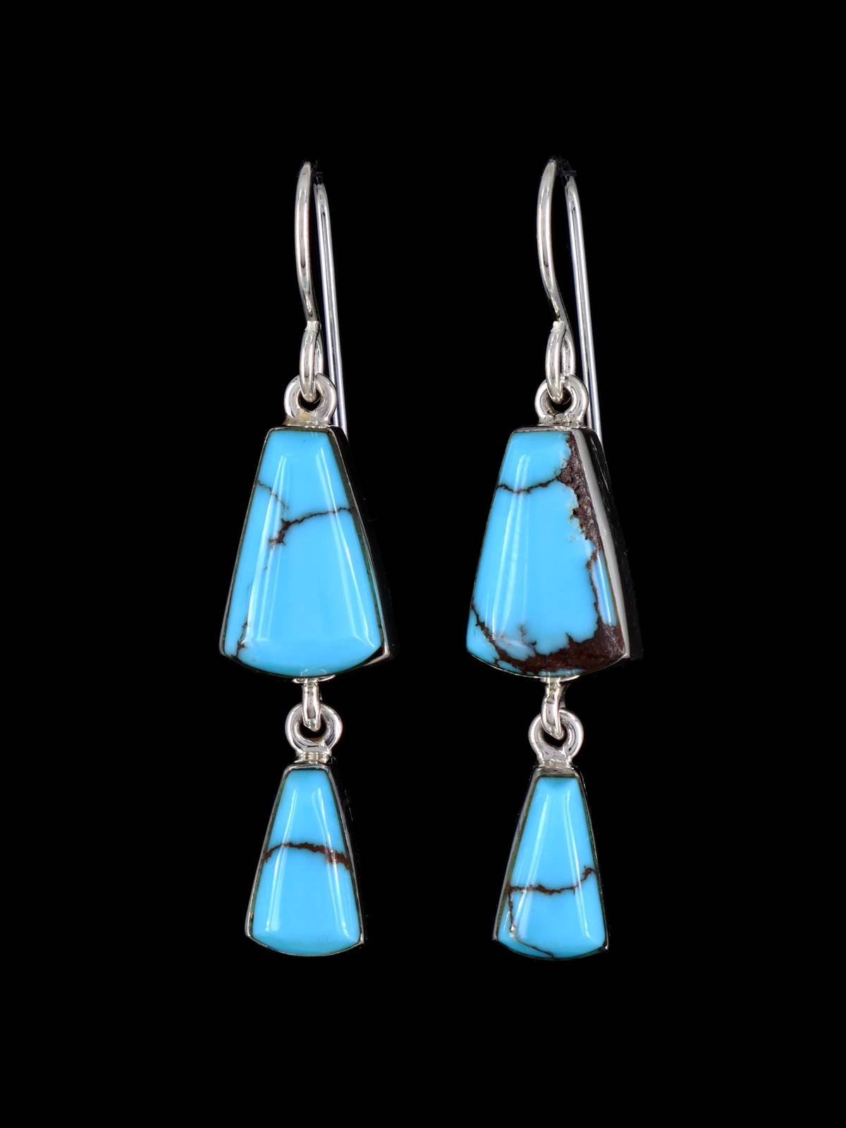 Navajo Sterling Silver Prince Turquoise Dangle Earrings