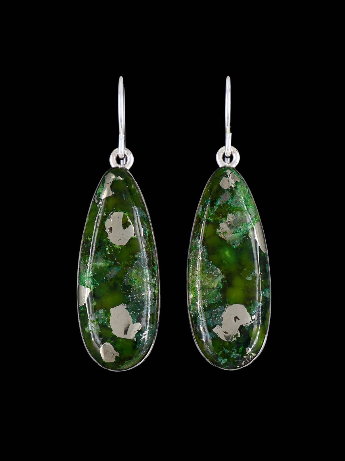 Navajo Sterling Silver Sonoran Turquoise Dangle Earrings