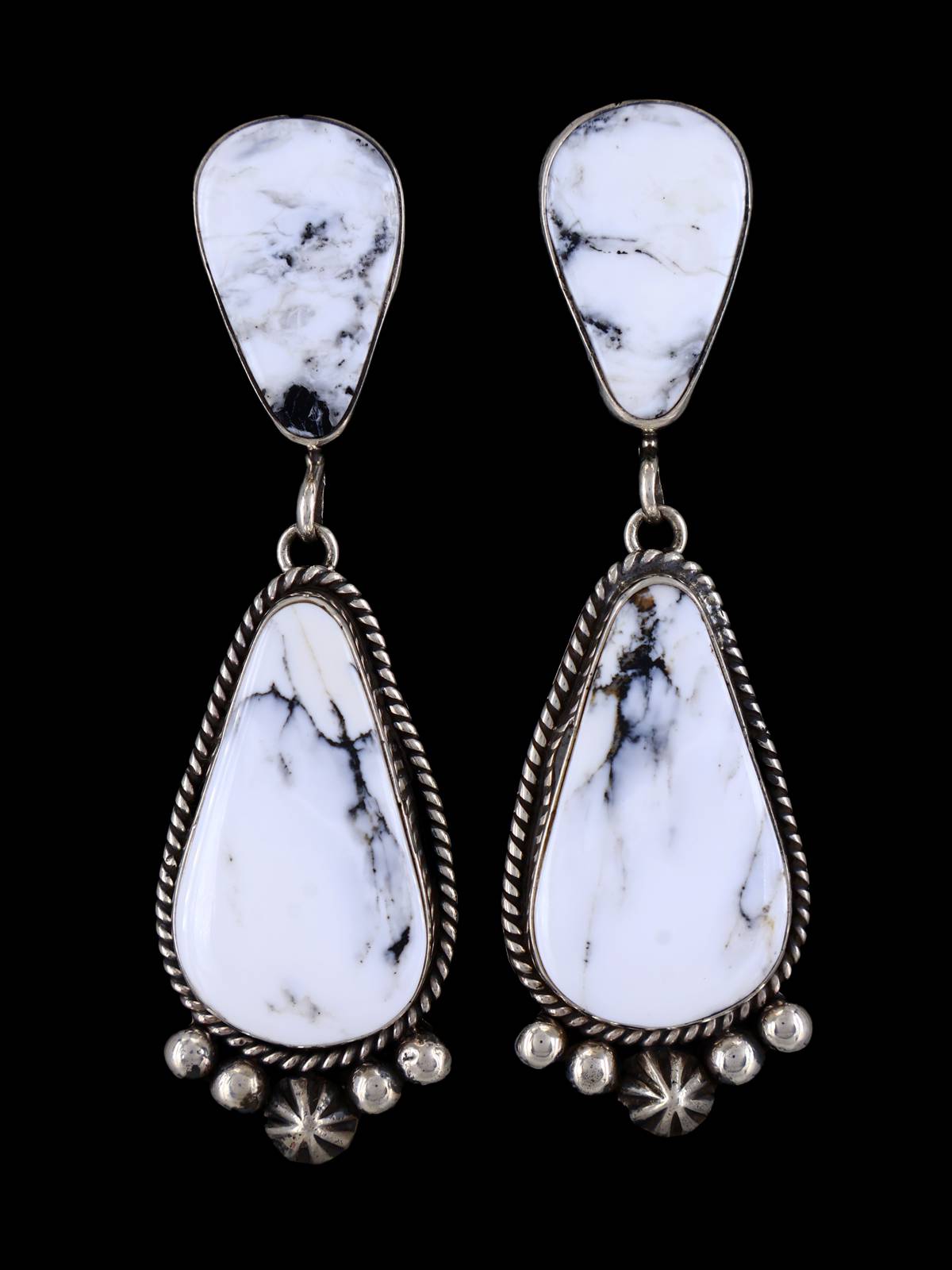 Navajo Sterling Silver White Buffalo Post Earrings