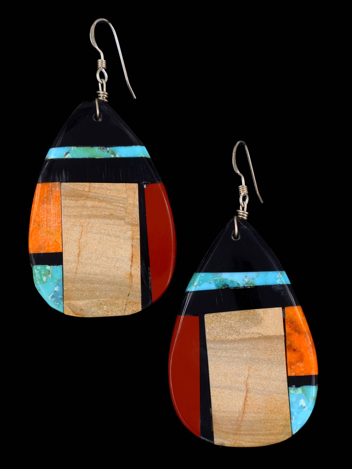 Santo Domingo Mosaic Inlaid Dangle Earrings