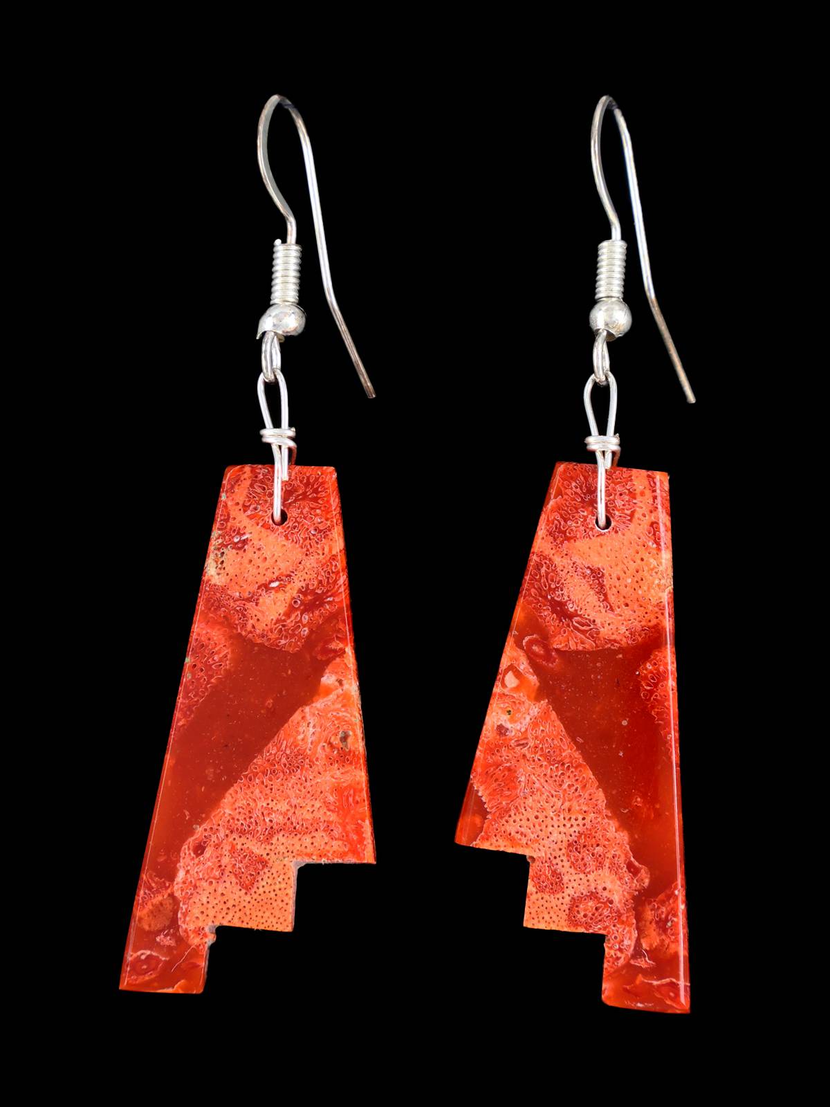 Boucles d’oreilles Navajo Apple Coral Slab Dangle
