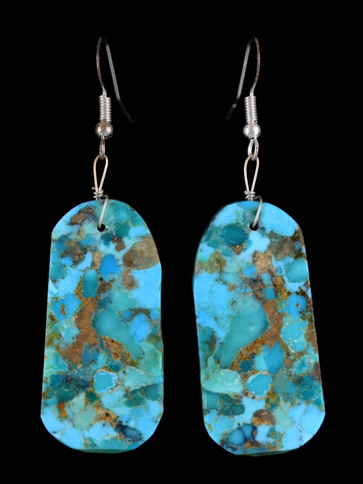 Navajo Turquoise Slab Dangle Earrings