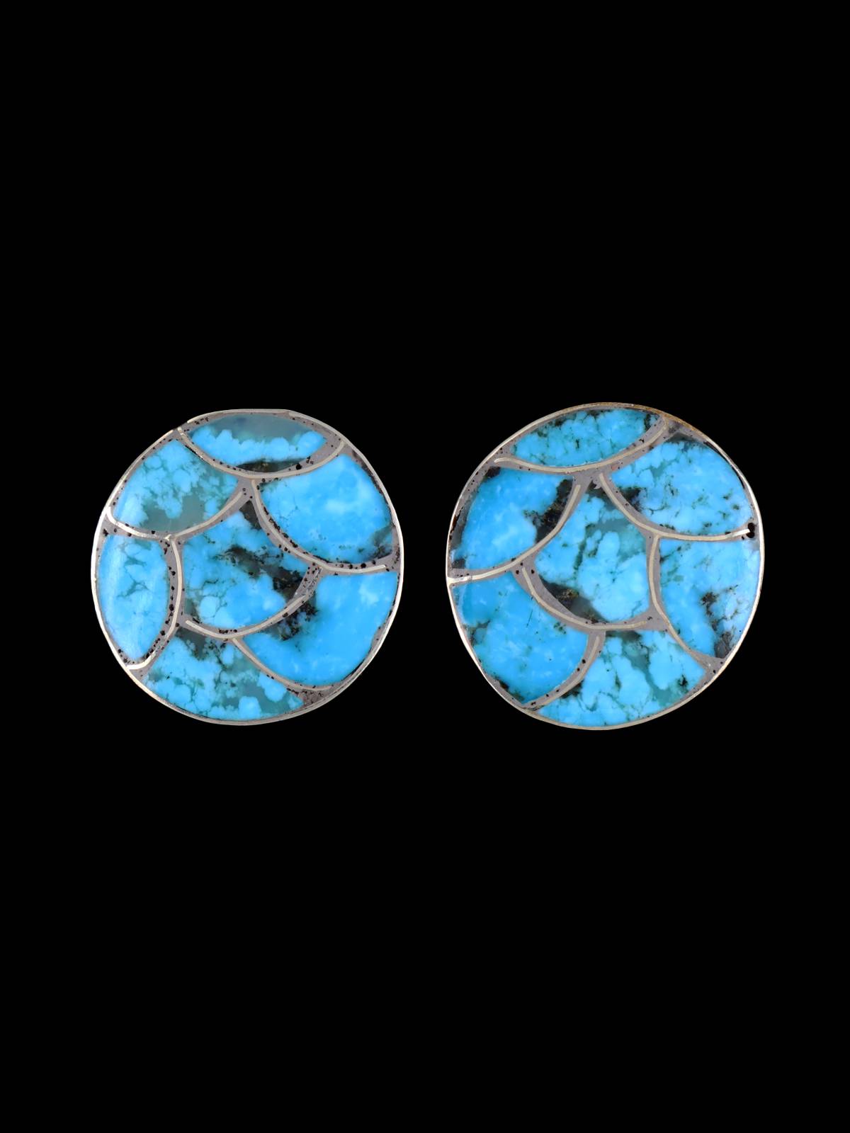 Bijoux indiens amérindiens Boucles d'oreilles incrustées de Zuni turquoise