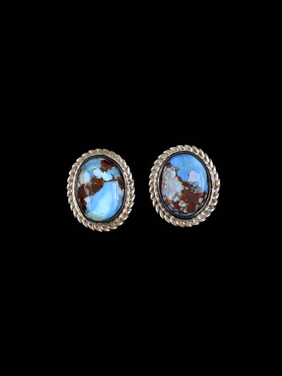 Navajo Sterling Silver Golden Hill Turquoise Post Earrings