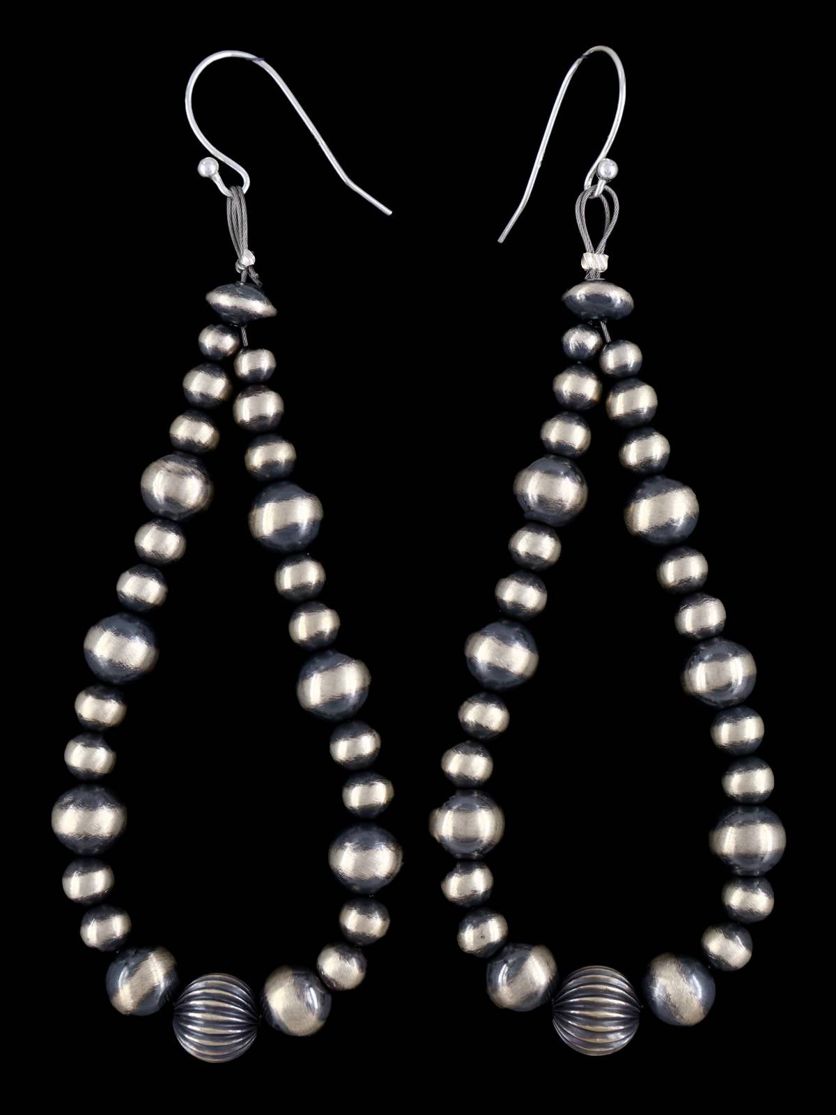 Navajo Sterling Silver Beaded Dangle Earrings
