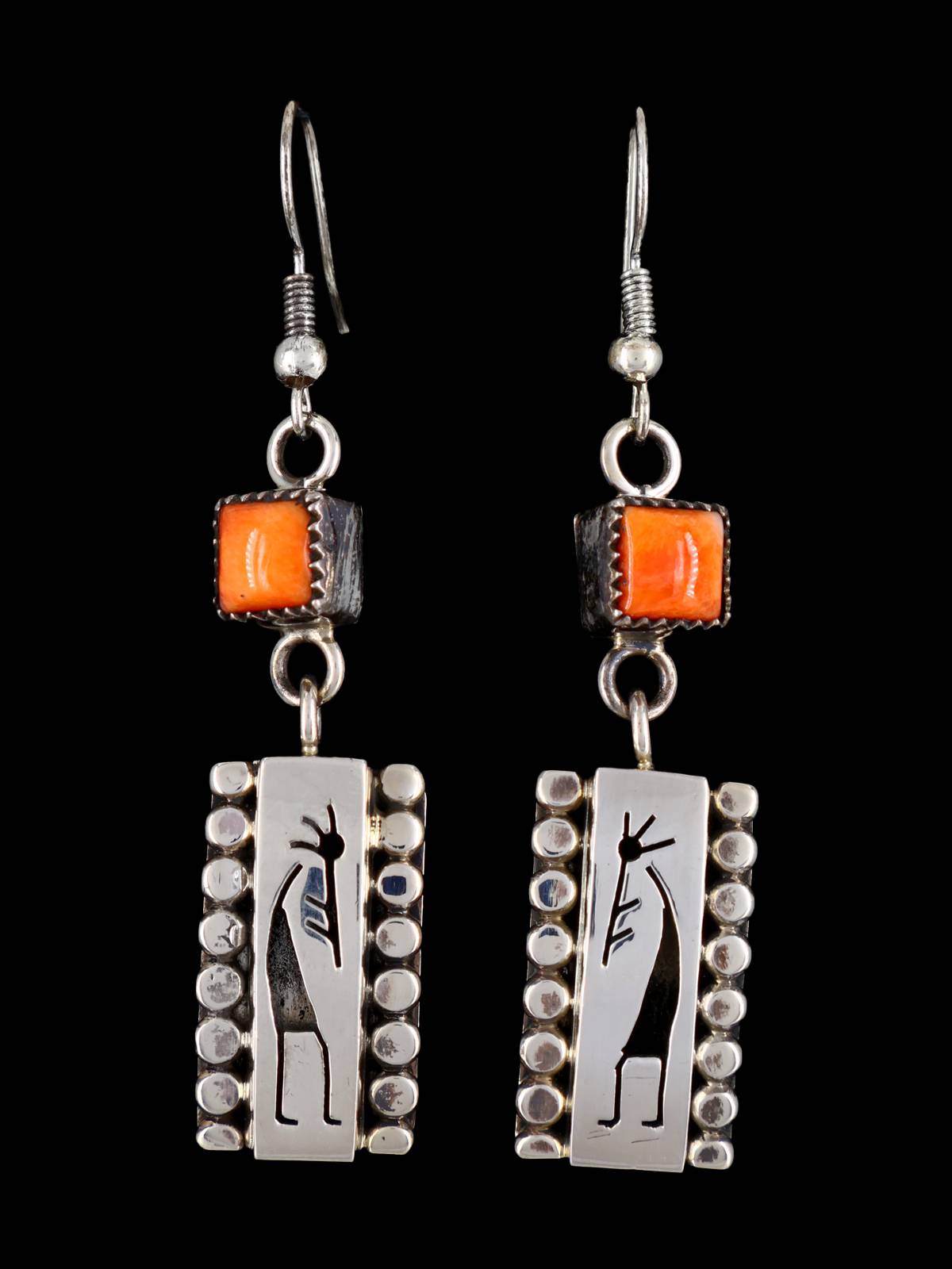 Bijoux amérindiens Spiny Oyster Kokopelli Boucles d'oreilles pendantes