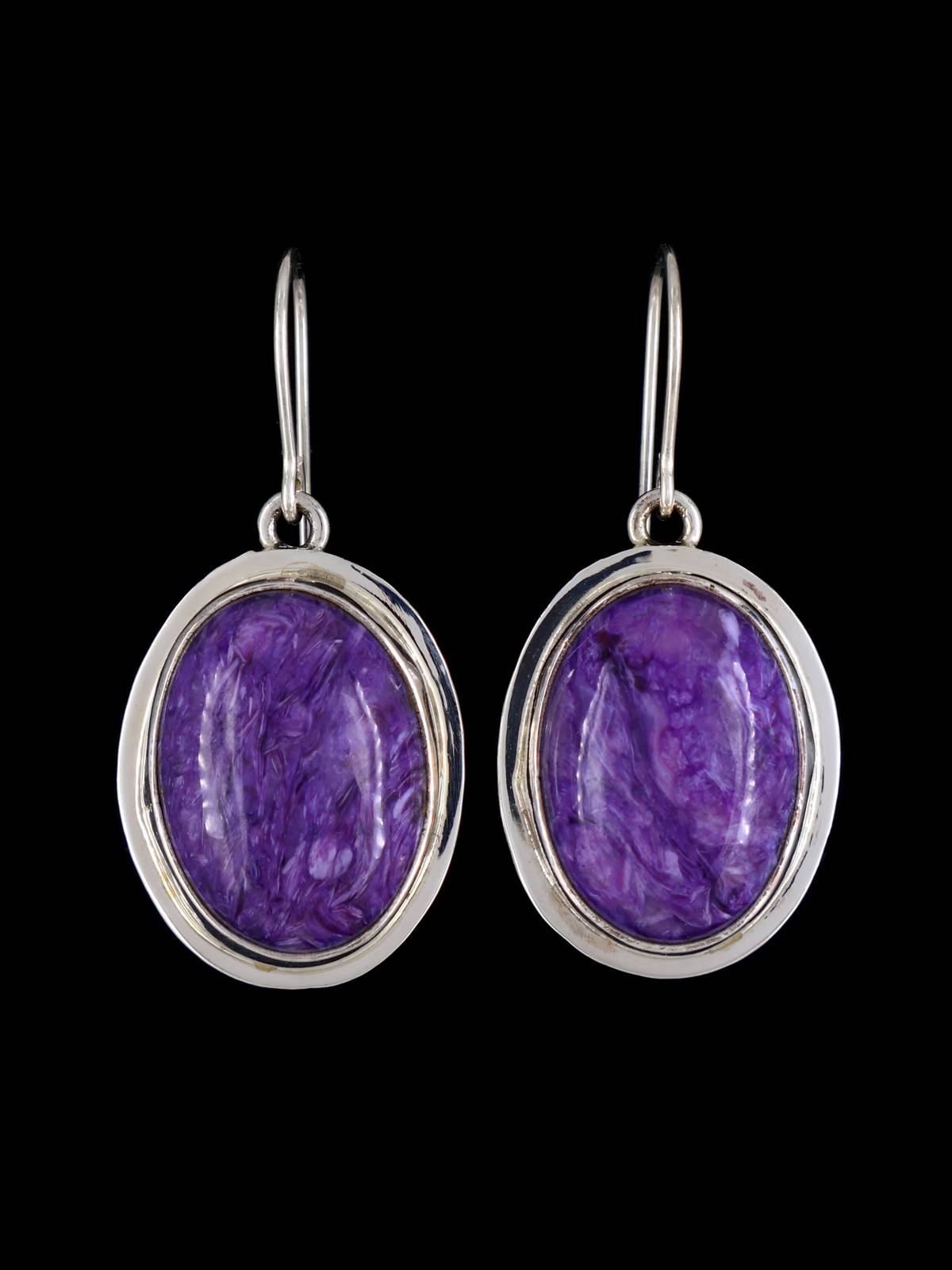 Boucles d'oreilles pendantes en charoite violette en argent sterling Navajo