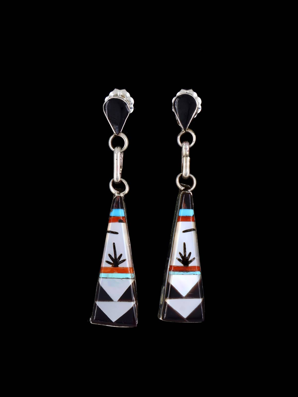 Native American Zuni Inlay Post Earrings - PuebloDirect.com