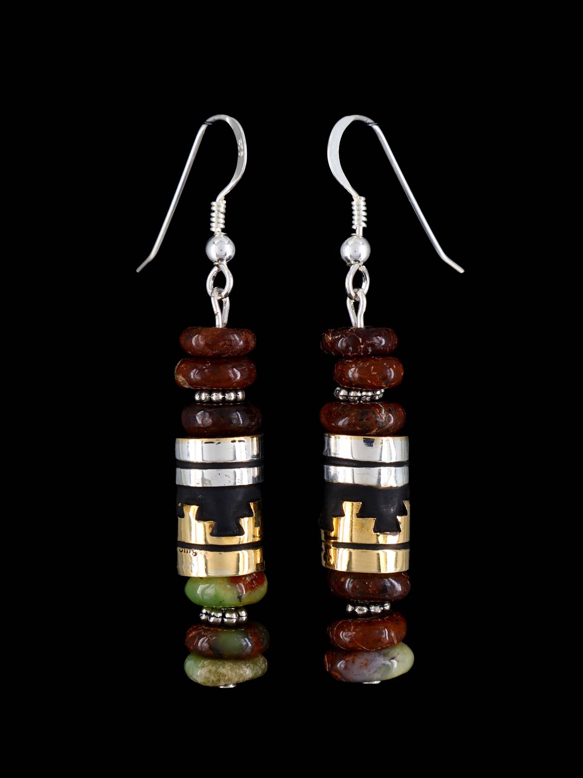 Navajo Multistone Beaded Dangle Earrings