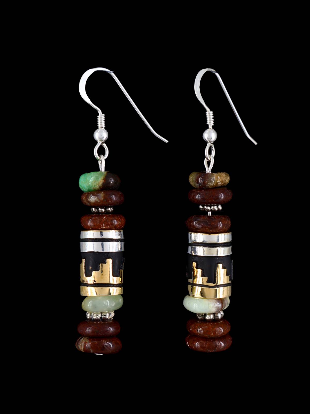 Navajo Multistone Beaded Dangle Earrings