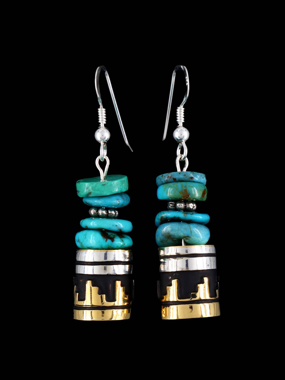 Boucles d’oreilles Navajo Spiny Oyster Dangle Overlay Bead
