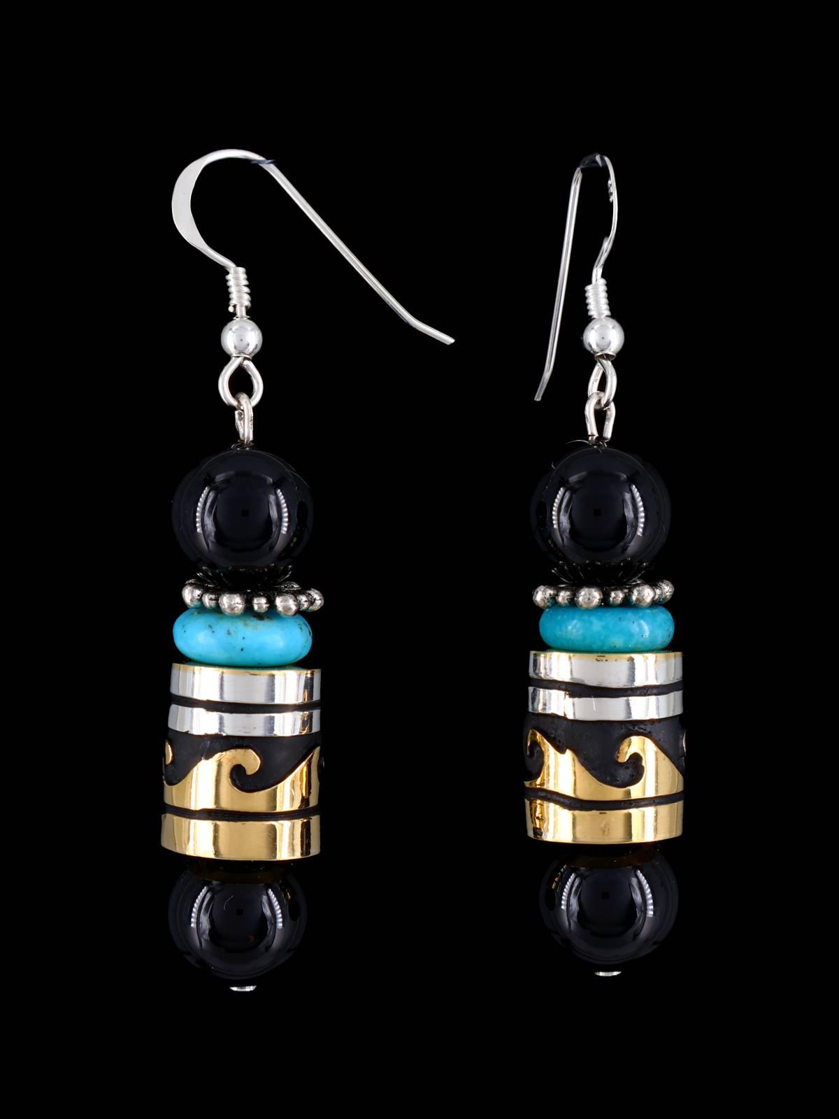 Navajo Multistone Beaded Dangle Earrings