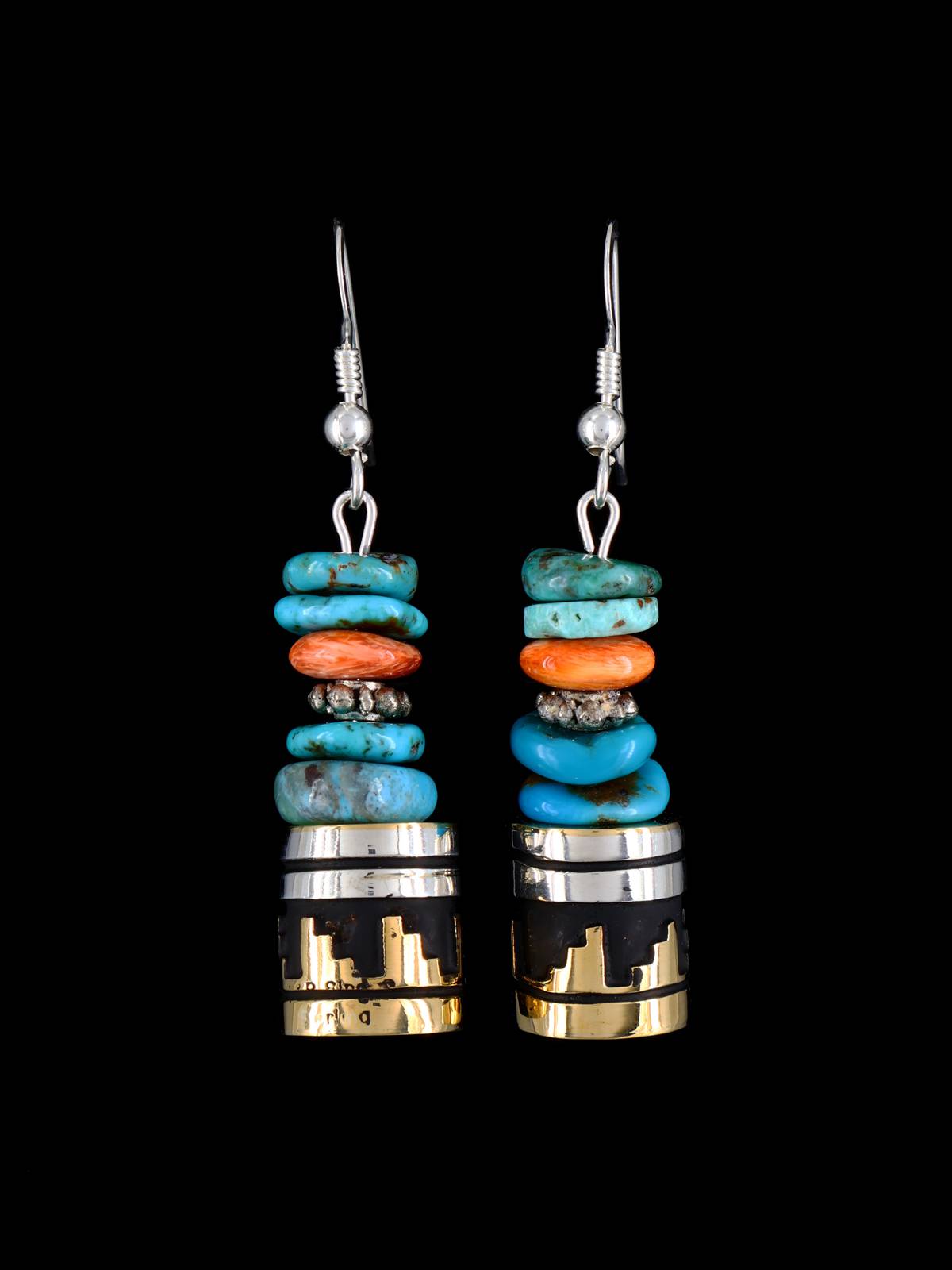 Navajo Multistone Beaded Dangle Earrings