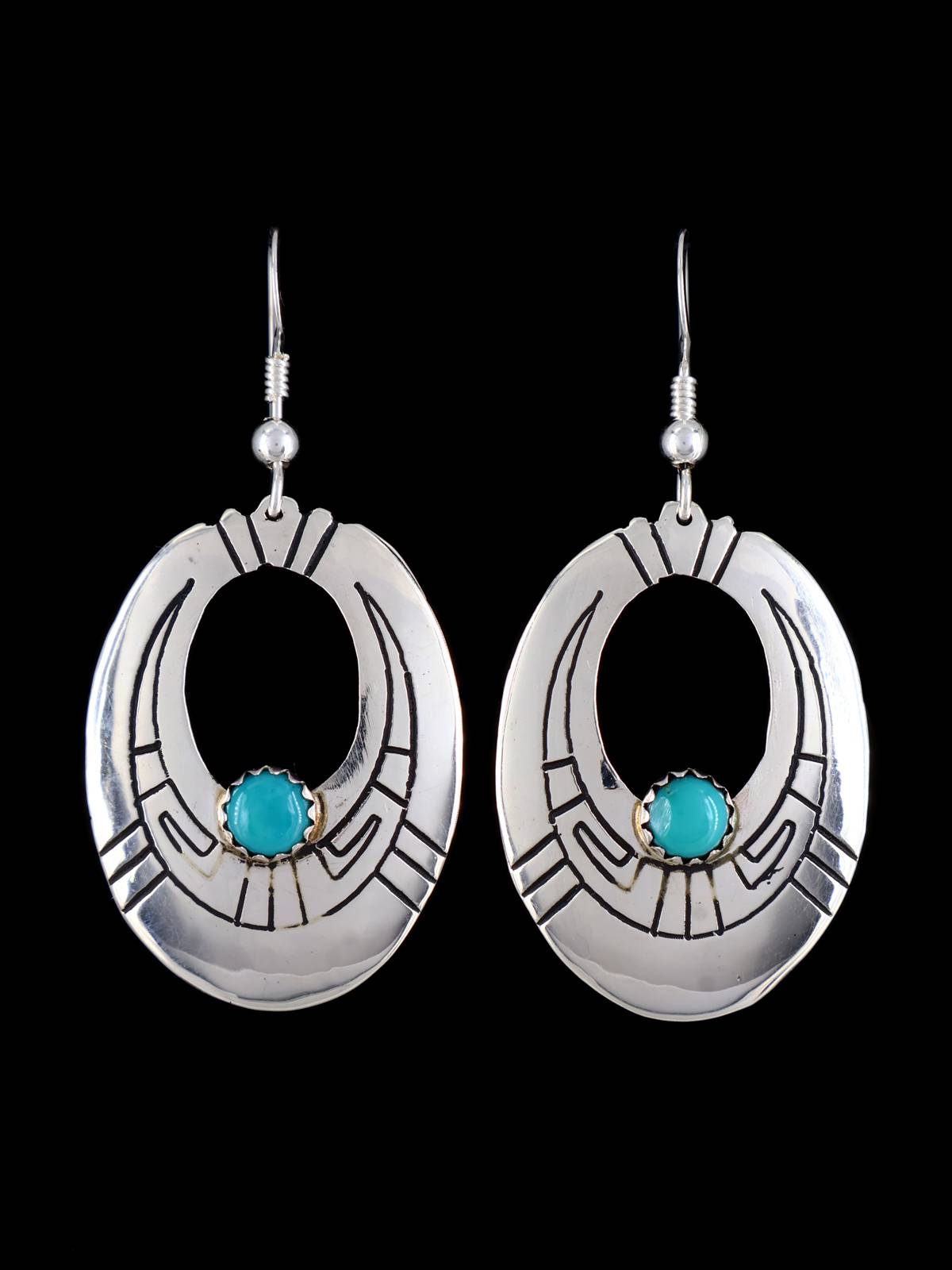 Navajo Sterling Silver and Turquoise Overlay Earrings