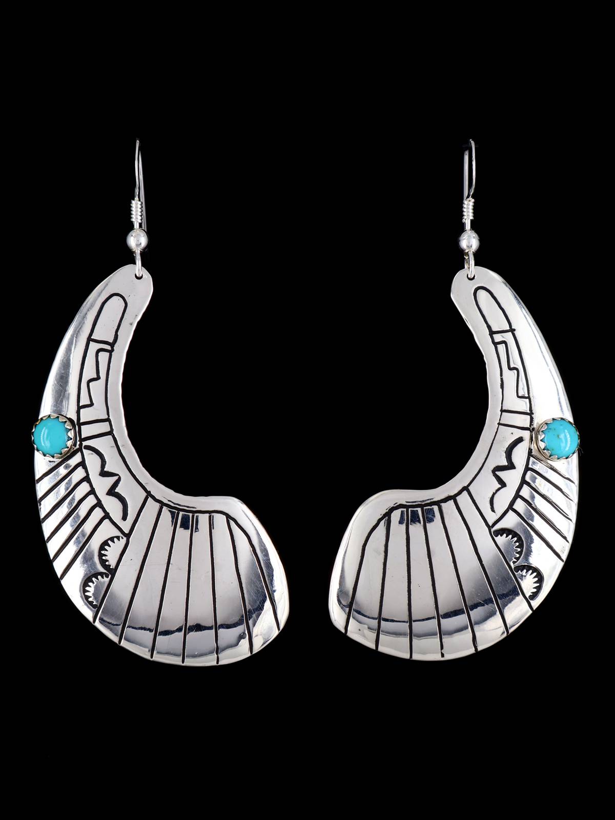 Navajo Sterling Silver and Turquoise Overlay Earrings